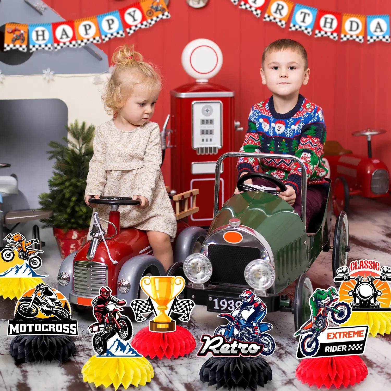 Motorcycle Honeycomb Centerpiece, 9 Pcs Motorbike Happy Birthday Honeycomb Centerpieces/Dirt Bike Party Centerpieces/Motorcycle Birthday Decorations Honeycomb for Dirt Bike Birthday Party Decorations