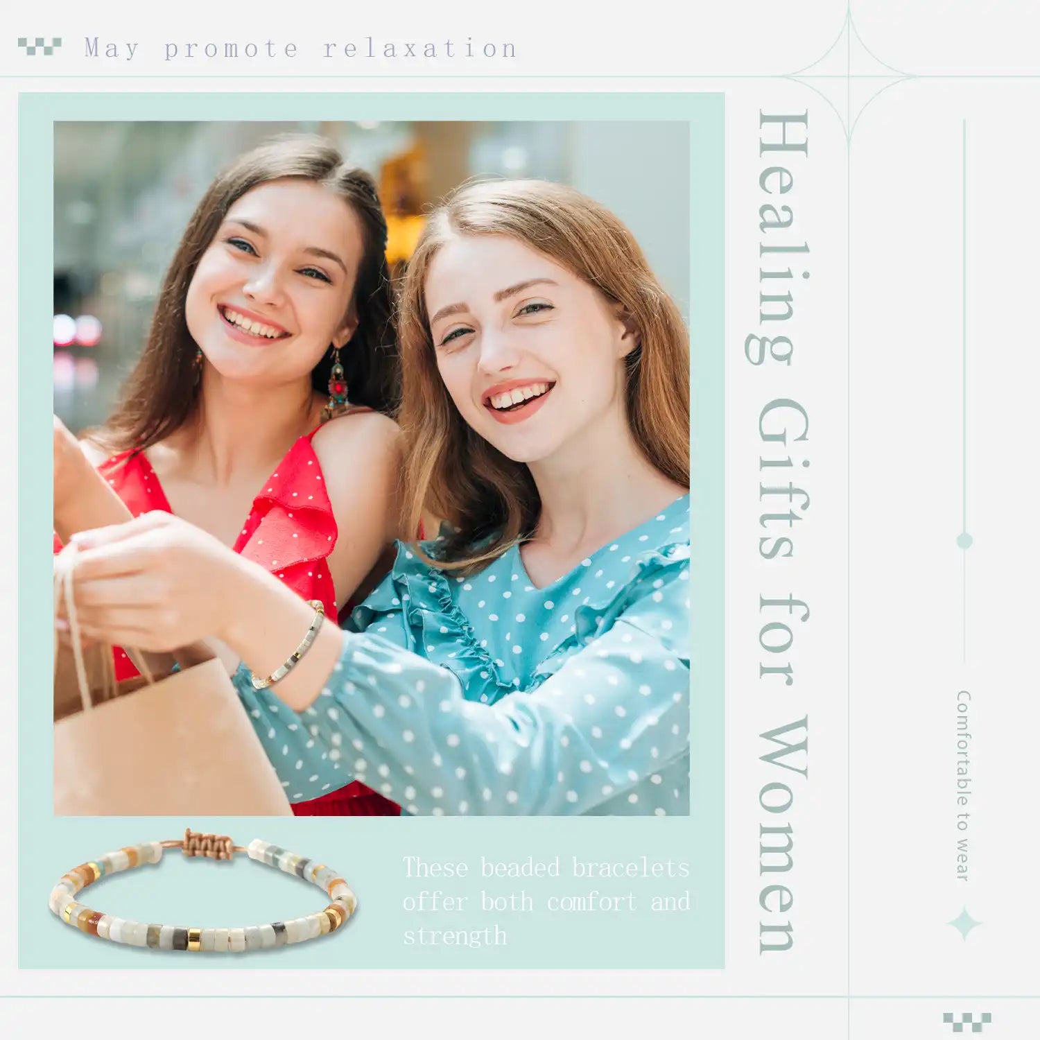 Handmade Natural Crystal Bracelets, Natural Stone Bracelets White Semi-Precious Gemstone Beaded Bracelets, Inspirational Bracelets for Women Teen Spiritual Bracelet Gift