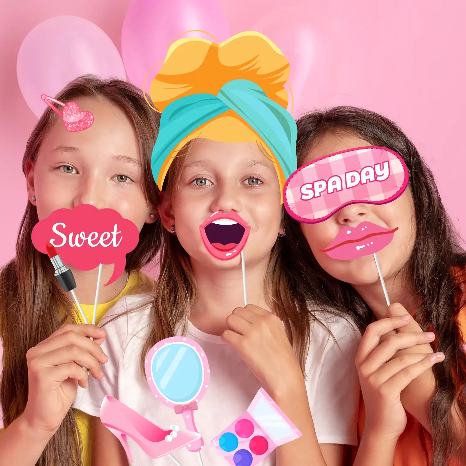 Spa Photo Booth Props, 28 Pcs Spa Day Photo Booth Props, Spa Party Photo Booth Props & Makeup Photo Booth Props for Makeup Birthday Party Decorations & Spa Birthday Party Decorations