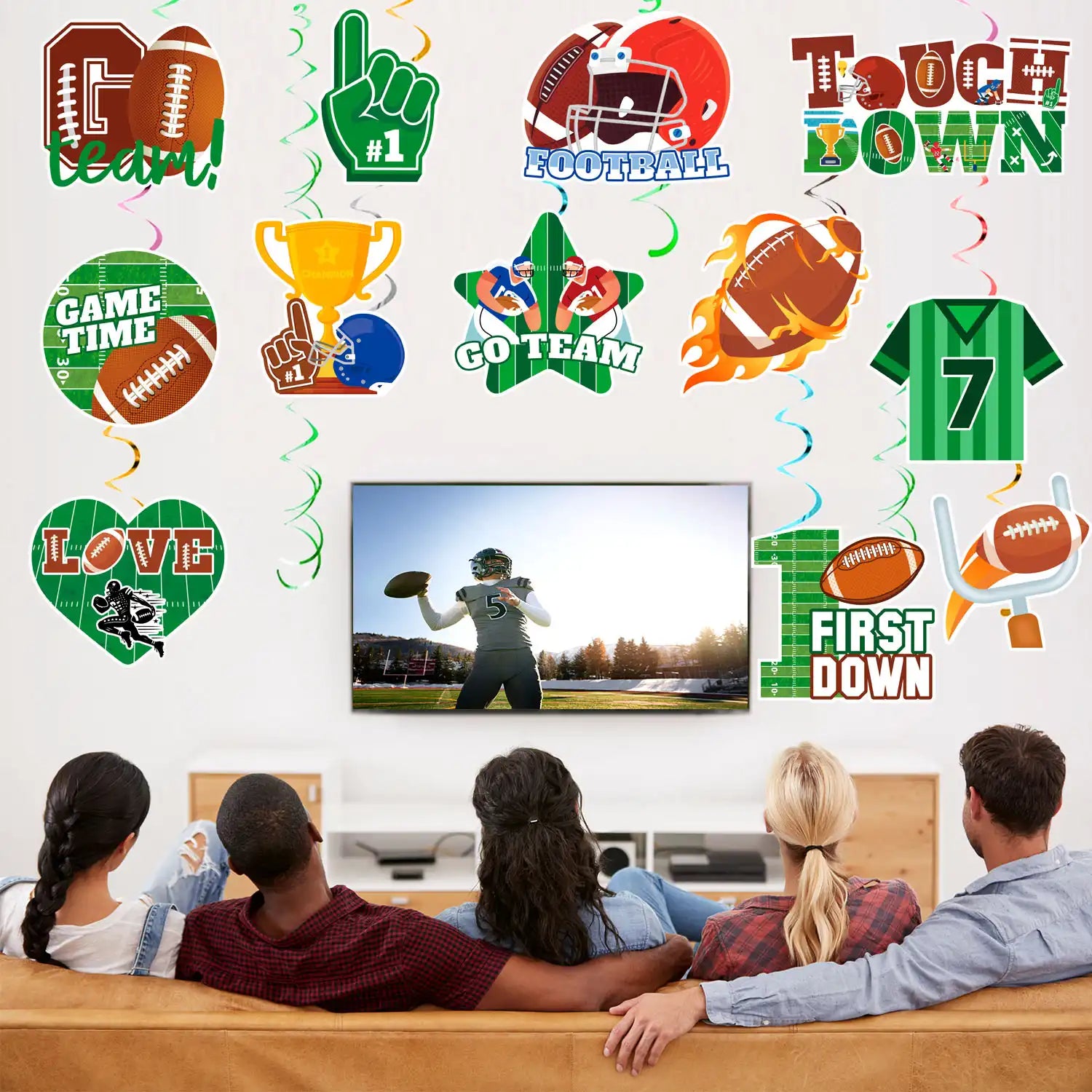 Football Hanging Swirls Decorations,36 Pcs Football Party Hanging Swirl,American Football Hanging Swirls&Football Hanging Spirals for Hanging Football Decorations&Football Birthday Party Decoration