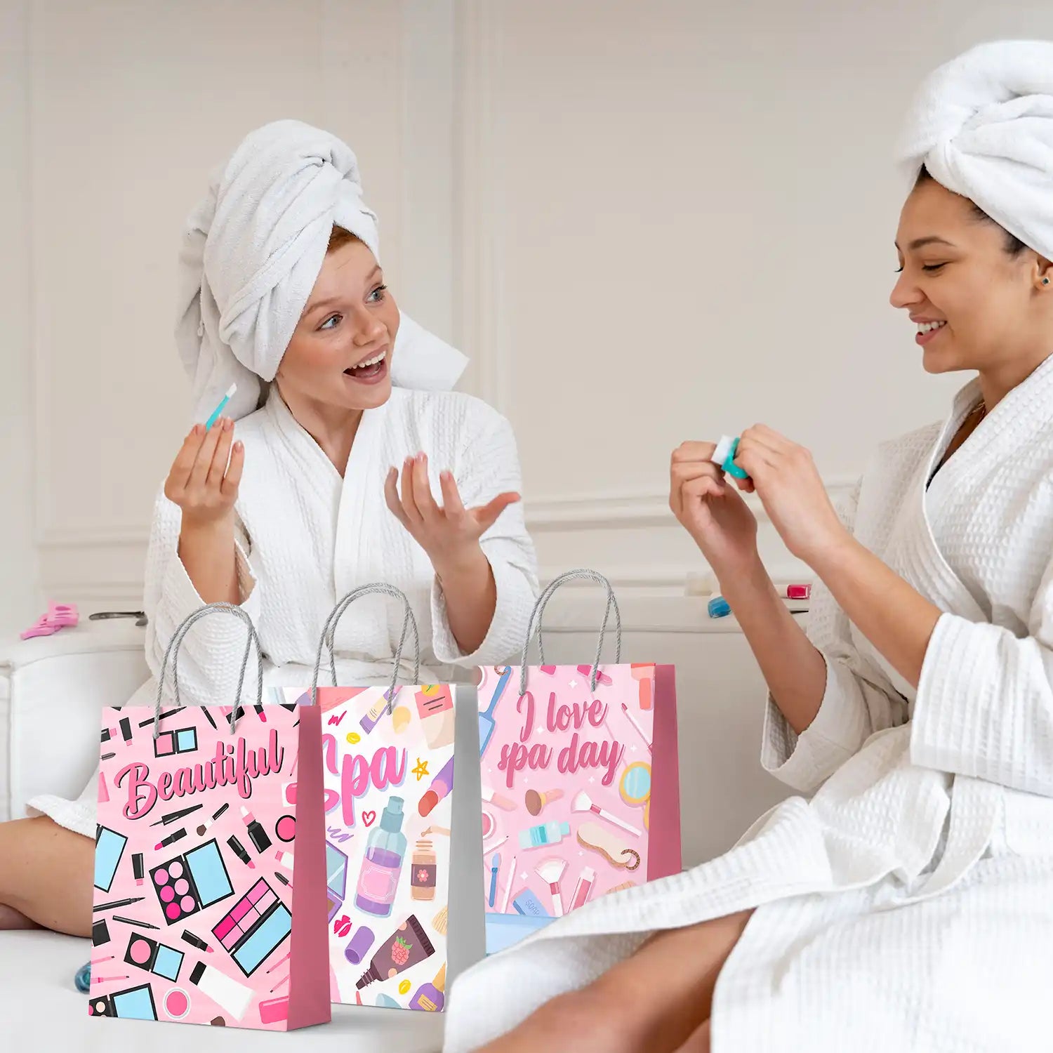 Spa Party Favor Bags, 24pcs Spa Party Gift Bags Spa Party Goodie Bags Spa Party Bags for Makeup Party Decorations, Spa Theme Party Bags for Spa Birthday Party Decorations