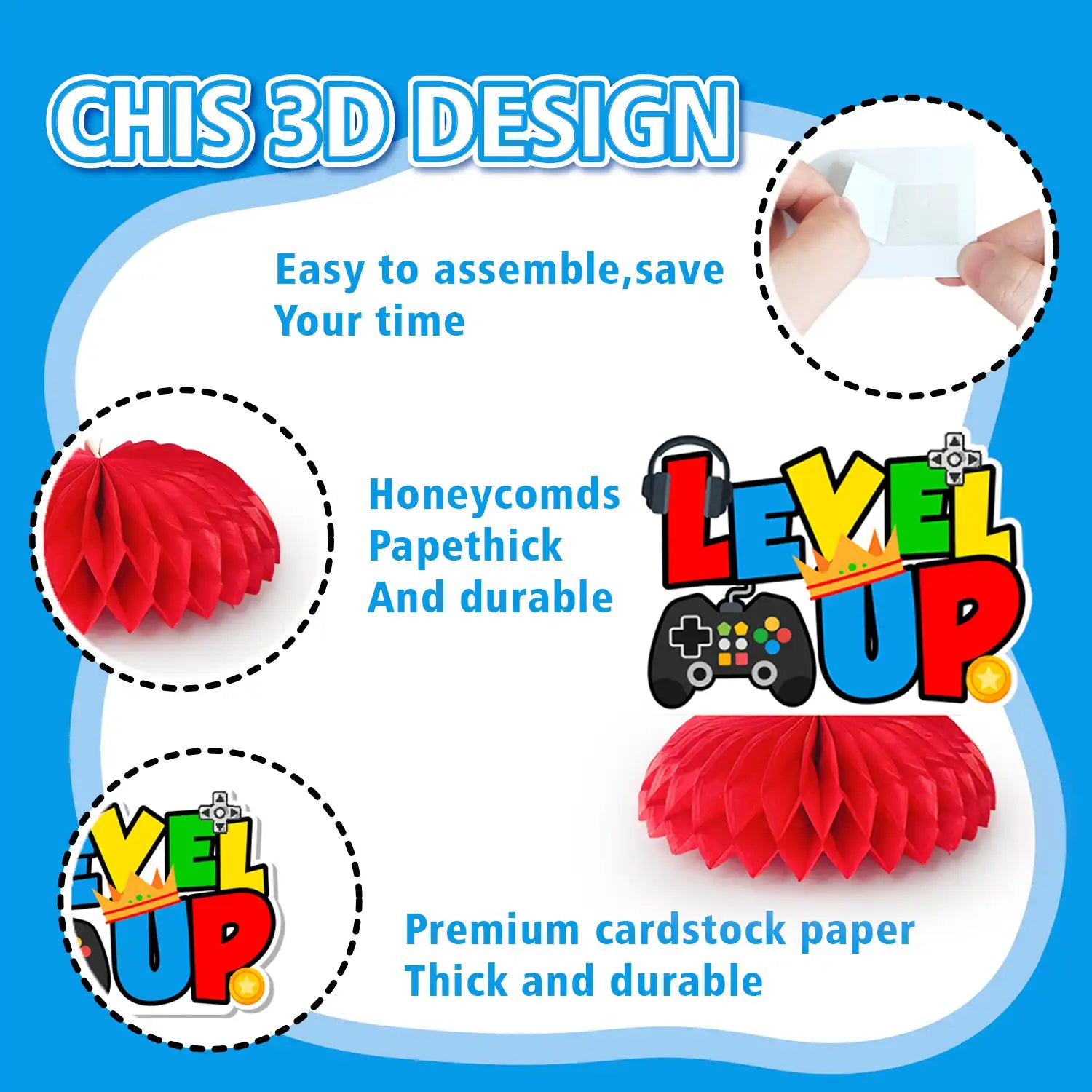 Video Game Honeycomb Centerpiece, 9 Pcs Video Game Honeycomb Table Centerpiece/Game Birthday Party Honeycomb Centerpieces for Video Game Birthday Decorations & Gaming Party Decorations