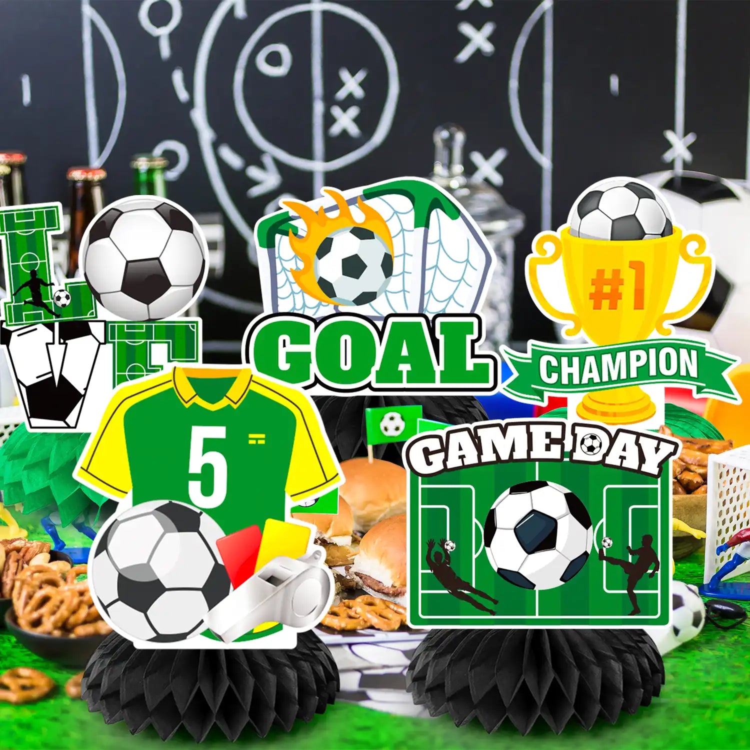 Soccer Honeycomb Centerpieces, 9 Pcs Soccer Ball Honeycomb Centerpiece/Soccer Theme 3D Centerpieces/Soccer Centerpieces for Table for Soccer Birthday Party Decorations & Soccer Theme Party Decorations