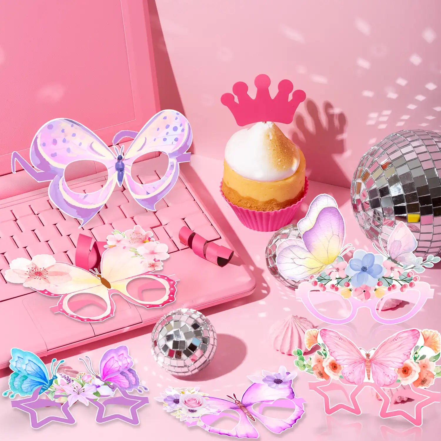 Butterfly Paper Glasses - 36 Pcs Butterfly Party Paper Eyeglasses, Spring Butterfly Theme Paper Party Glasses for Butterfly Photo Booth Props or Butterfly Birthday Decorations Supplies