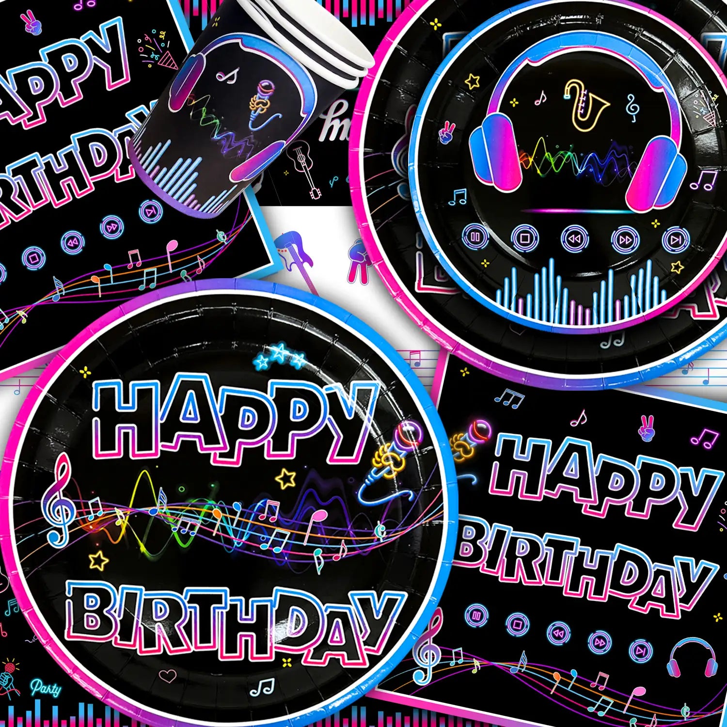 Tik Tok Party Supplies, 16 Guests Tik Tok Party Decorations & Tableware Set - Tik Tok Party Cups,Tik Tok Paper Plates Napkins Tablecloth Balloons Backdrop etc Tik Tok Theme Party Supplies for Boys/Girls