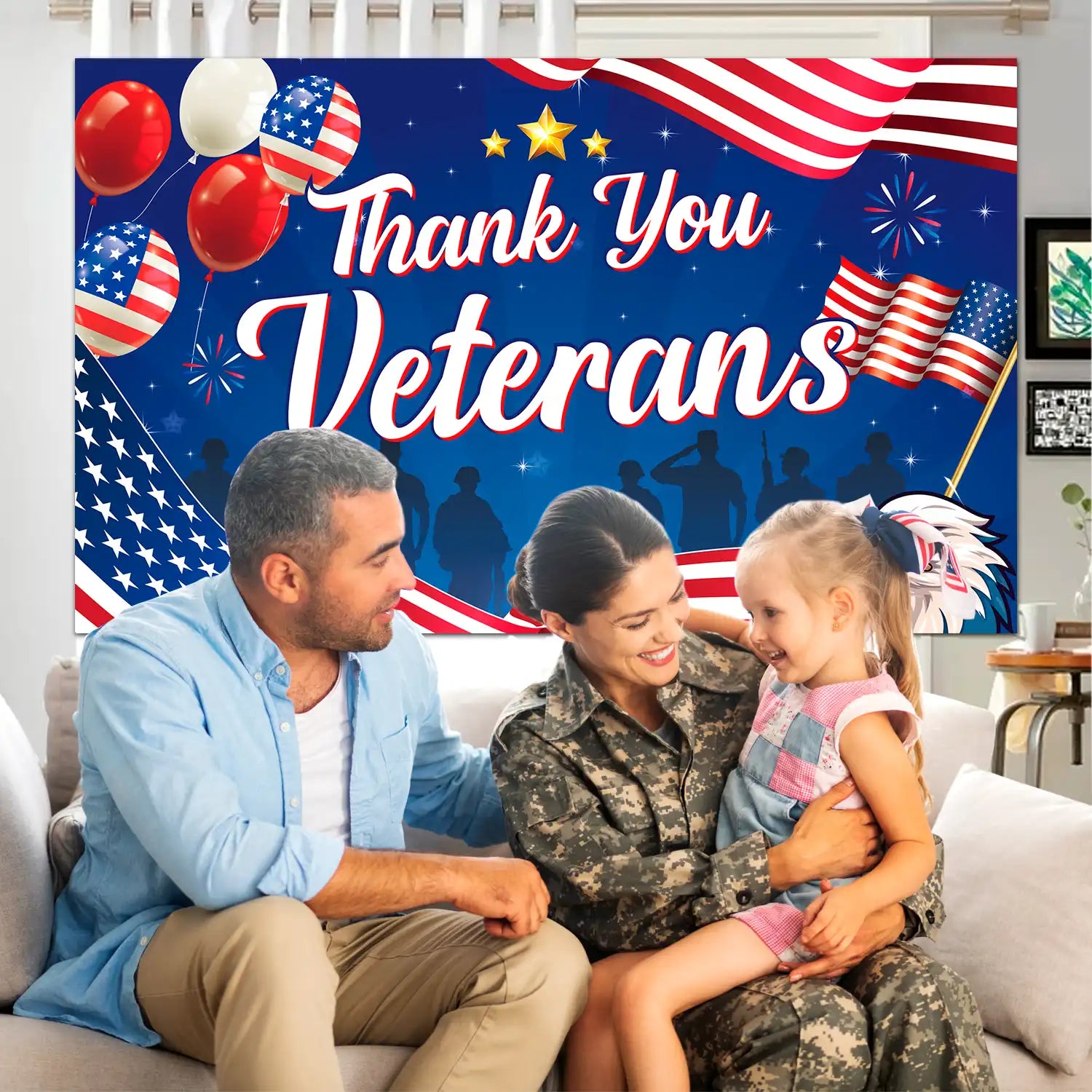 Thank You Veterans Backdrop, 70.8x43.3 Inch Veterans Background Cloth, Happy Veterans Day Backdrop Banner or Veterans Day Party Backdrop, for Veterans Day Decorations & Veterans Photo Booth Props