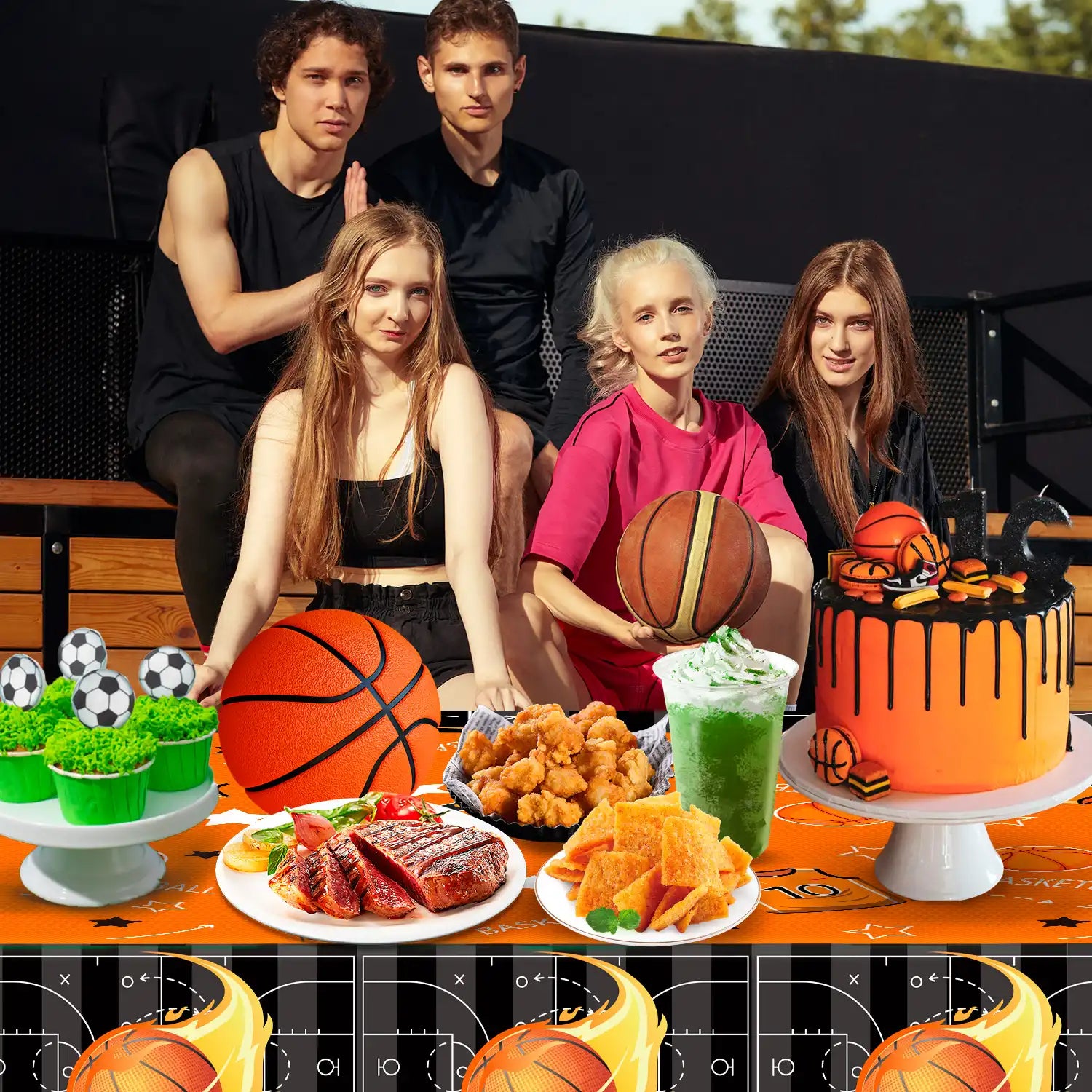 Basketball Tablecloth, 3Pcs Basketball Party Table Cover Set Basketball Table Cloths for Parties,Basketball Birthday Tablecloth & Basketball Theme Table Cover for Basketball Birthday Party Decorations