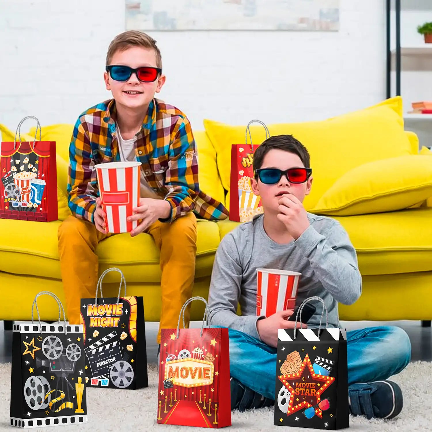 Movie Night Gift Bags, 24 Pcs Movie Night Treat Bags Set - Movie Night  Party Gift Bags, Movie Night Themed Goodie Bag & Movie Night Birthday Gift Bag for Movie Night Birthday Party Decorations