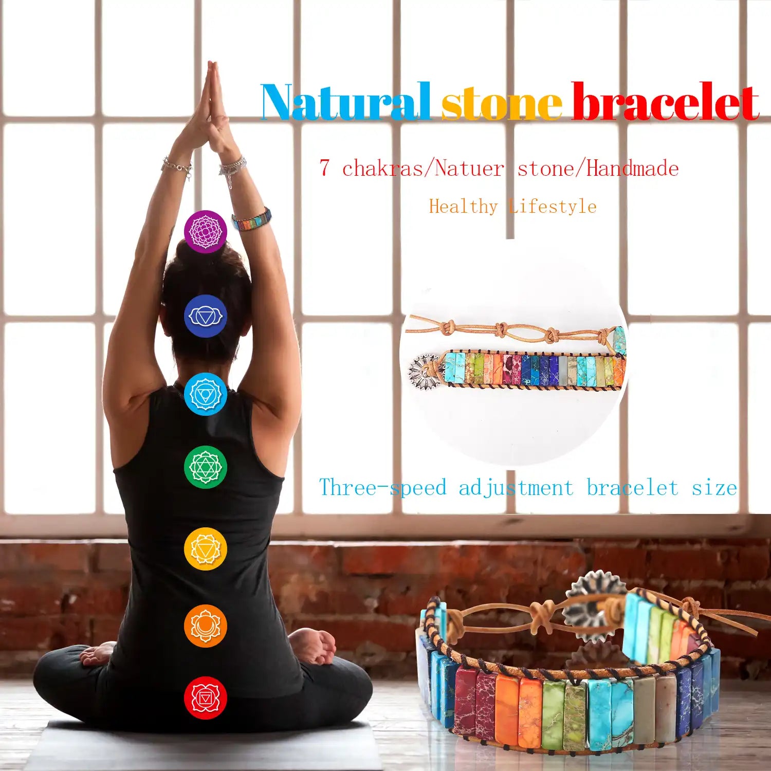 Handmade Rectangular Stone Bracelets, 3 to 6 Inch Wrap Natural Stone Bracelet, Inspirational Gifts Bracelets Bohemian Colorful Gemstone Jewelry, Adjustable Inspirational Bracelets for Women
