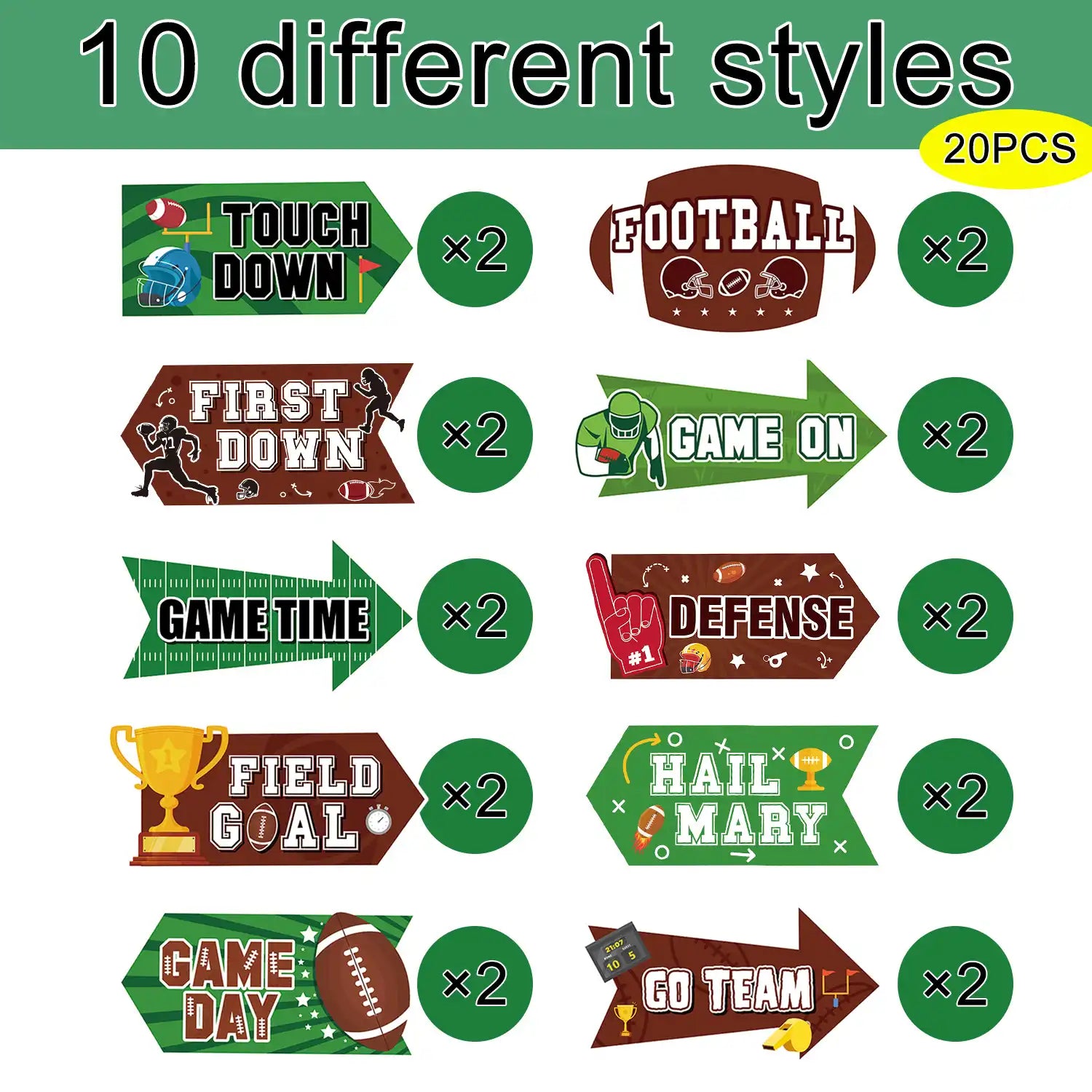 Football Party Signs, 20 Pcs Football Yard Signs Set - Football Team Party Signs, Rugby Party Sign & Football Yard Street Signs, for Football Party Decorations & Football Birthday Decorations