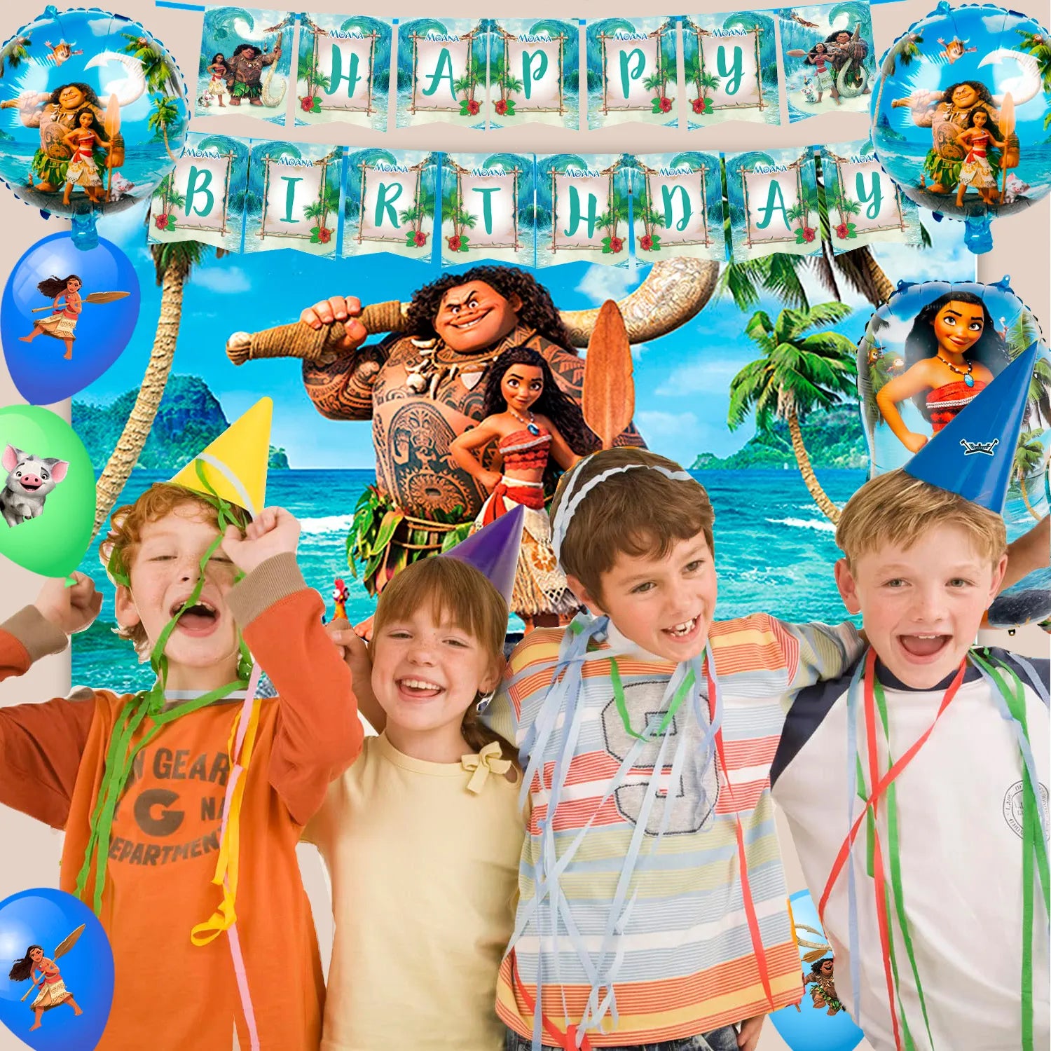 Moana Birthday Party Supplies,85pcs Moana Party Decorations&Tableware Set-Moana Birthday Balloons Banner Backdrop Plates Napkins Table Cloth Cake Topper etc Moana Theme Birthday Decorations Supplies