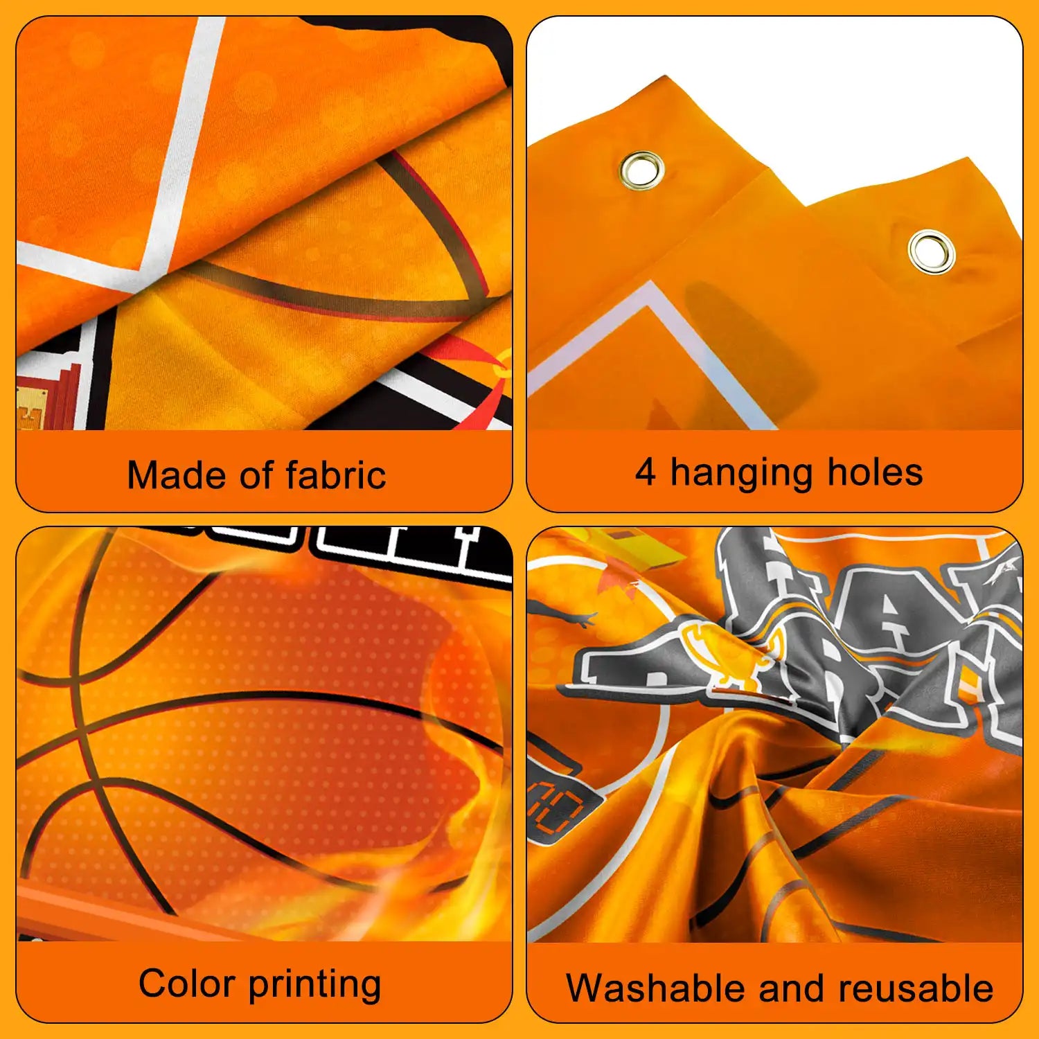Basketball Backdrop, 71''x43'' Basketball Happy Birthday Backdrop, Basketball Birthday Backdrop & Basketball Party Backdrop, for Basketball Party Decorations & Basketball Birthday Decorations