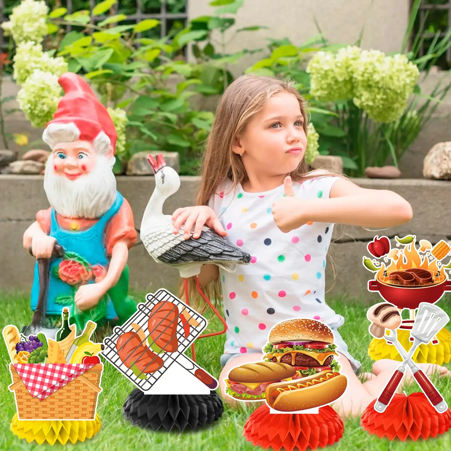 9pcs BBQ Baby Shower Centerpieces, Summer BBQ Centerpieces Summer BBQ Table Decor BBQ Theme Honeycomb Centerpieces for Picnic Party Decorations Supplies Summer Barbecue Holidays Supplies