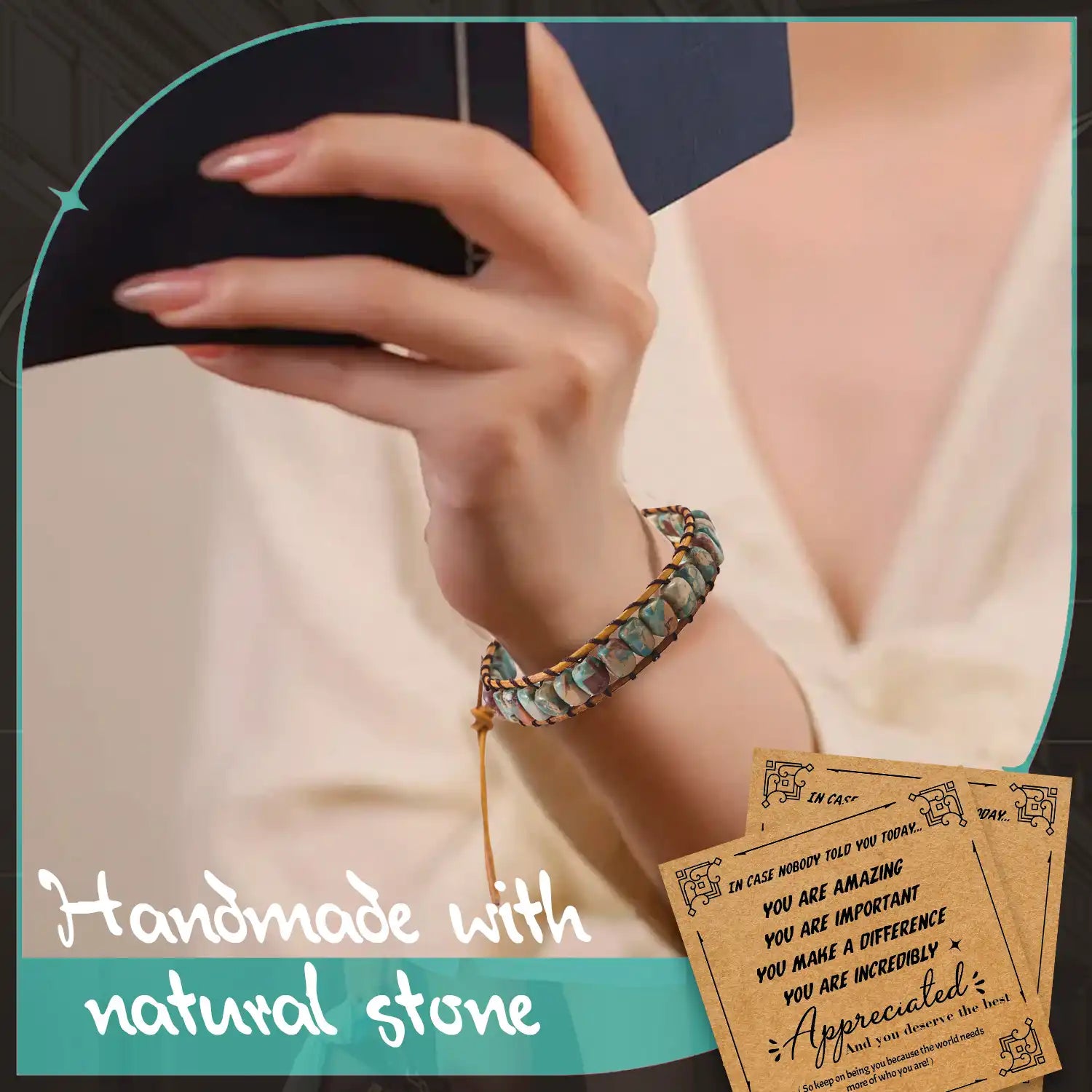 Natural Stone Bracelets, 3 To 6'' Gemstones Beaded Stretch Bracelet Healing Crystal Bracelet Inspirational Bracelets Yoga Bracelet Natural Stones for Natural Life Gifts