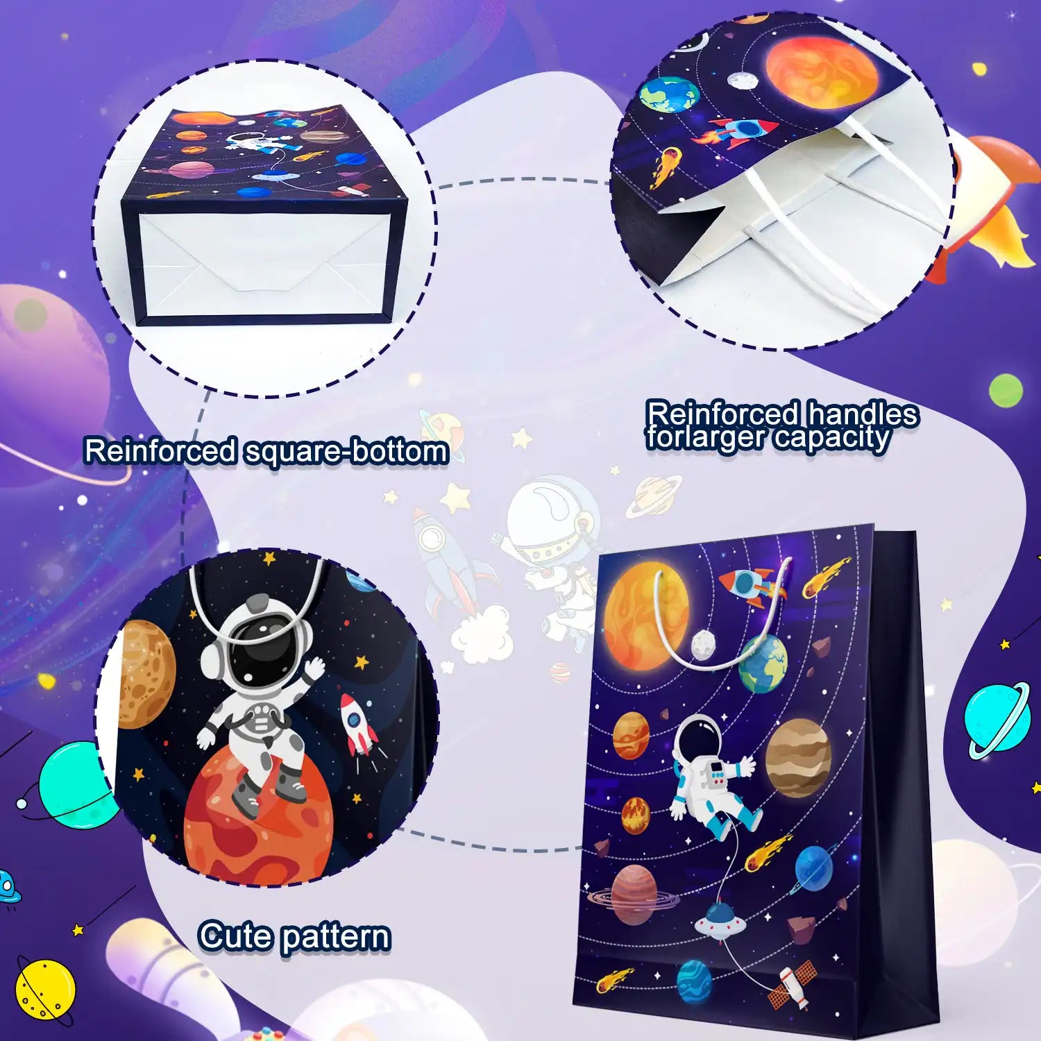 Space Goodie Bags, 24 Pcs Space Party Favor Bags Set - Space Party Bags, Outer Space Treat Bags & Space Gift Bags for Space Birthday Party Decorations/Space Themed Party Decorations