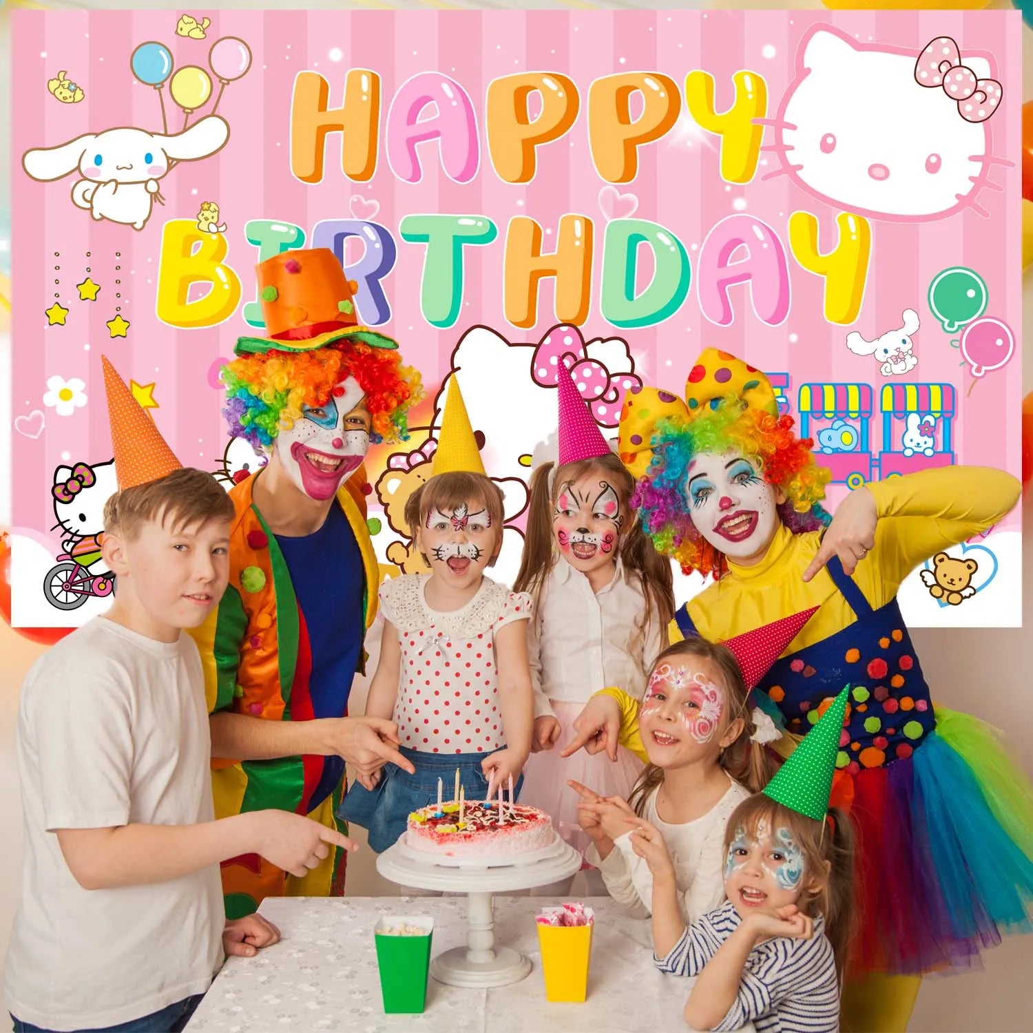 Hello Kitty Party Backdrop, 71x43'' Hello Kitty Birthday Party Background, Happy Birthday Hello Kitty Backdrop & Hello Kitty Birthday Backdrop, for Hello Kitty Party Decorations