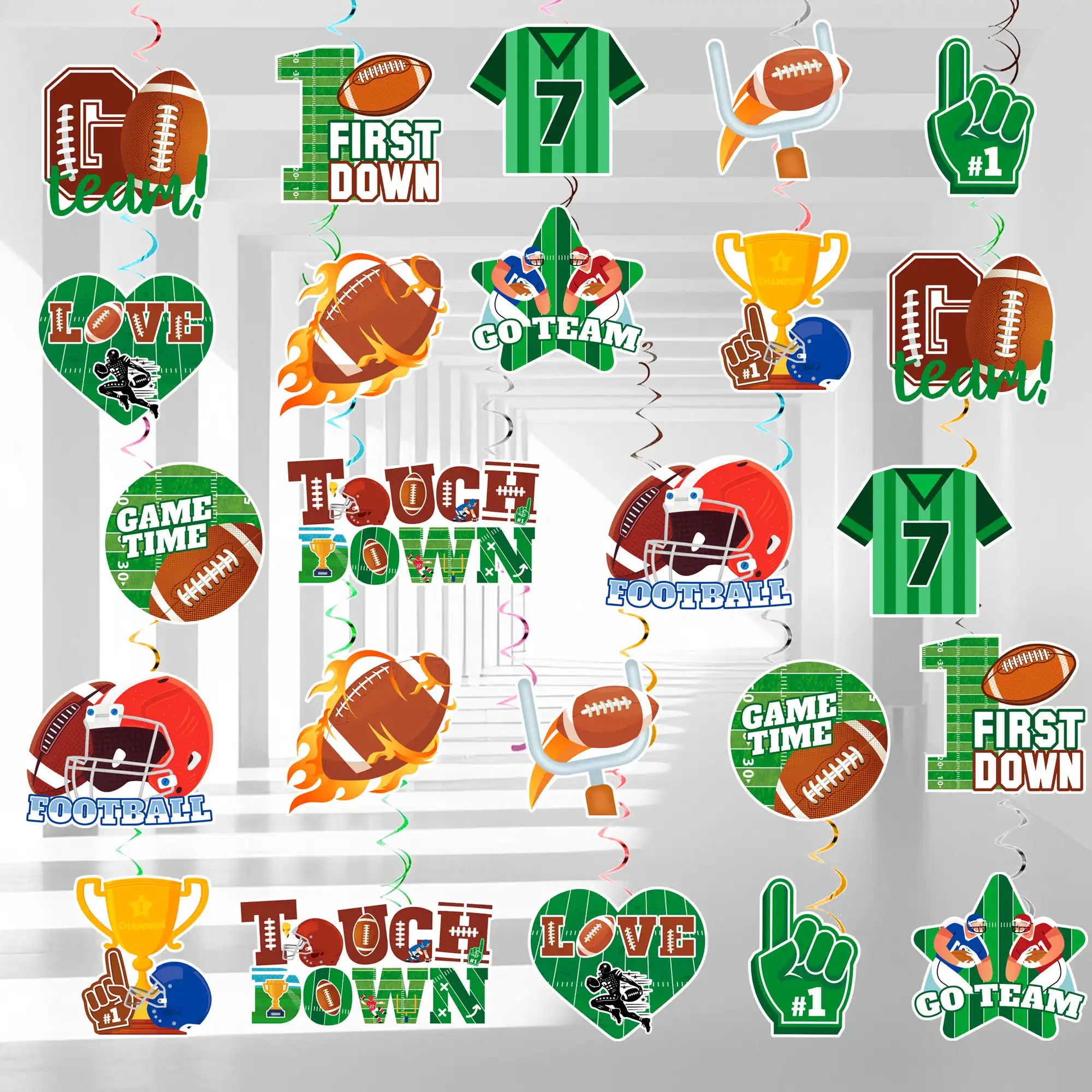 Football Hanging Swirls Decorations,36 Pcs Football Party Hanging Swirl,American Football Hanging Swirls&Football Hanging Spirals for Hanging Football Decorations&Football Birthday Party Decoration