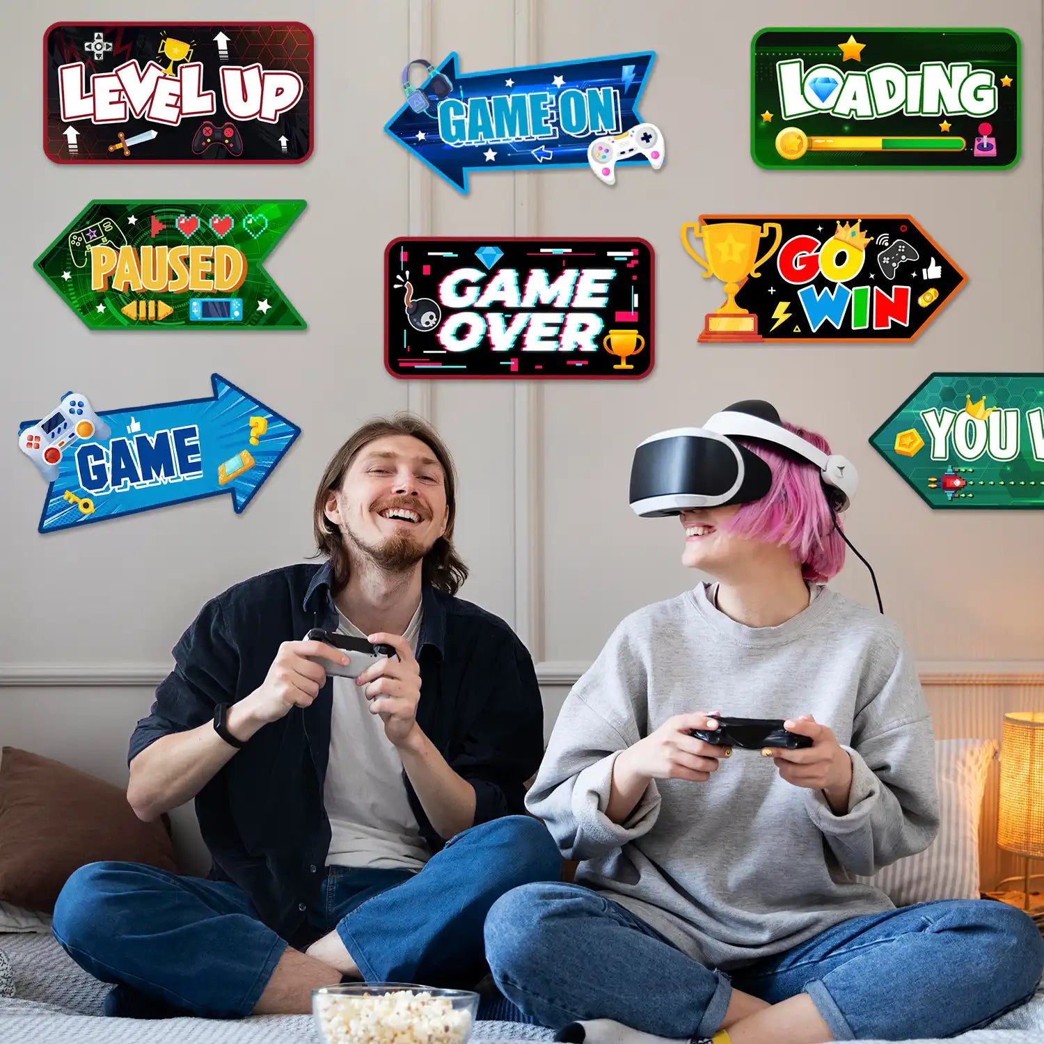 Video Game Party Sign, 20 Pcs Video Game Welcome Signs, Video Game Yard Signs & Game Party Themed Directional Signs, for Video Game Birthday Decorations & Video Game Party Decorations