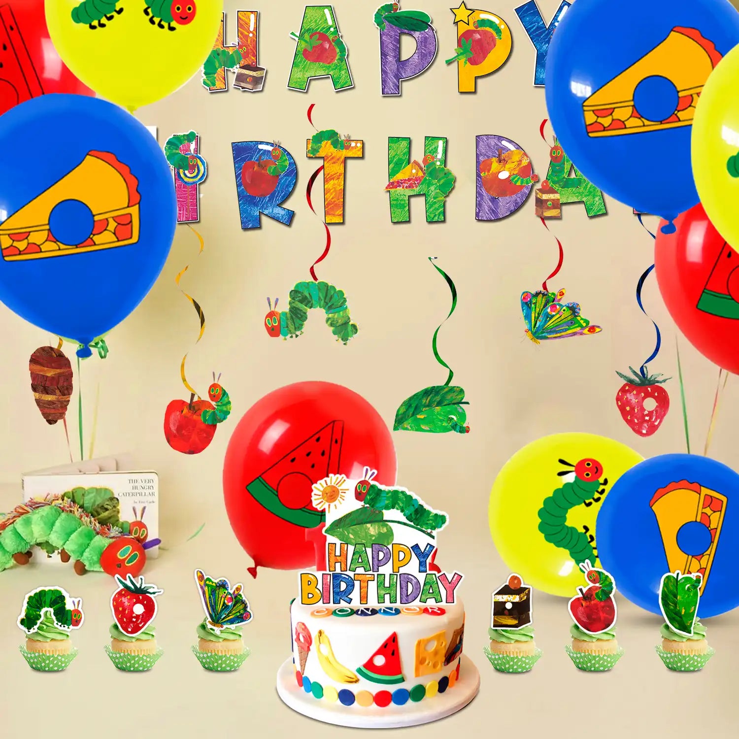 The Very Hungry Caterpillar Party Supplies,73pcs Hungry Caterpillar Birthday Decorations & Tableware Set- Hungry Caterpillar Party Plates Tablecloth Banner Balloon etc Hungry Caterpillar Decorations