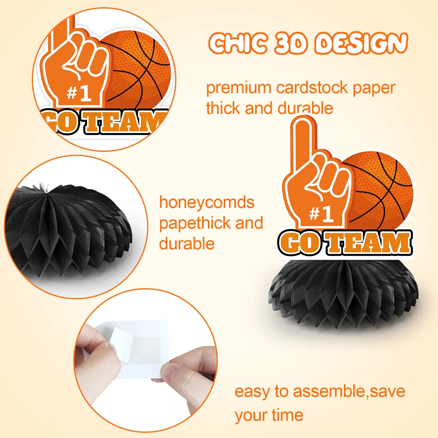 Basketball Honeycomb Centerpiece, 9pcs Basketball Birthday Honeycomb Centerpiece, Basketball Party Honeycomb Centerpieces & Basketball Centerpieces for Table, for Basketball Party Decorations Supplies