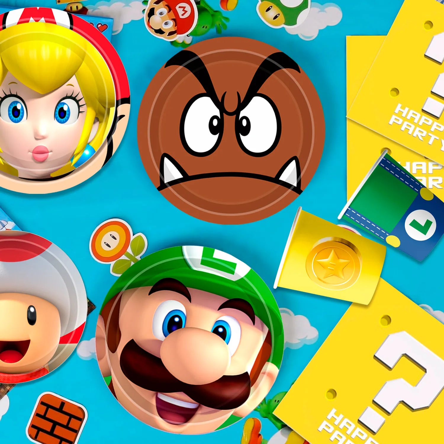 Mario Birthday Decorations Tableware,120pcs Mario Plates and Napkins Set- 30pcs 9''Mario Party Plates,30pcs 7''Super Mario Cake Plates and 30pcs Mario Napkins Cups for Mario Party Decorations Supplies