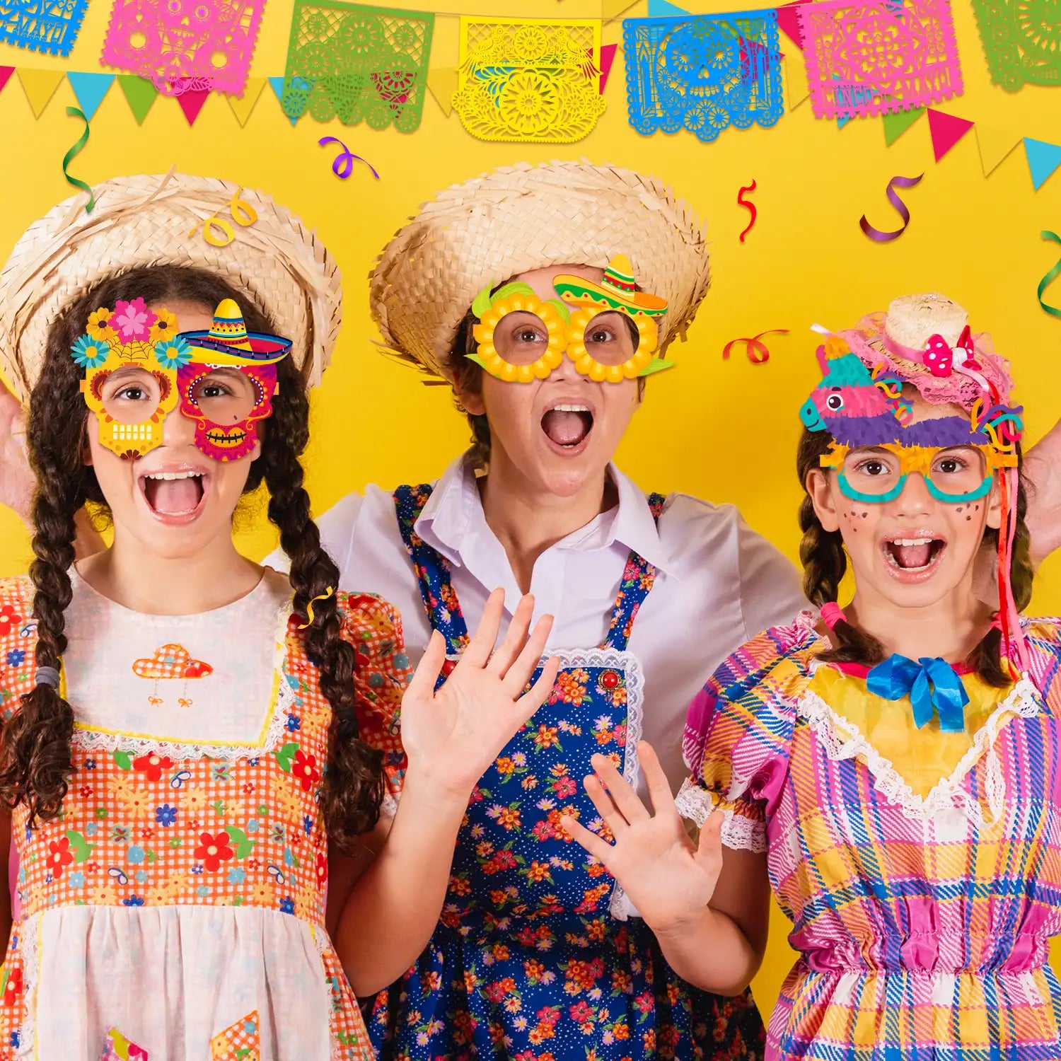 Mexican Fiesta Party Glasses, 36 Pcs Mexican Party Paper Glasses Set - Fiesta Paper Eyeglasses, Mexican Fiesta Eyeglasses & Cinco De Mayo Paper Glasses for Mexican Birthday Party Decorations