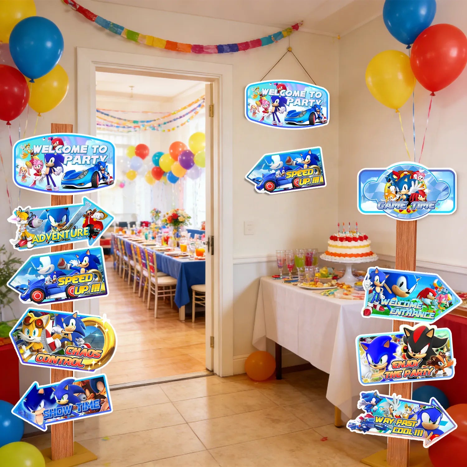 Sonic Themed Party Directional Signs, 20pcs Sonic Directional Signs, S ...