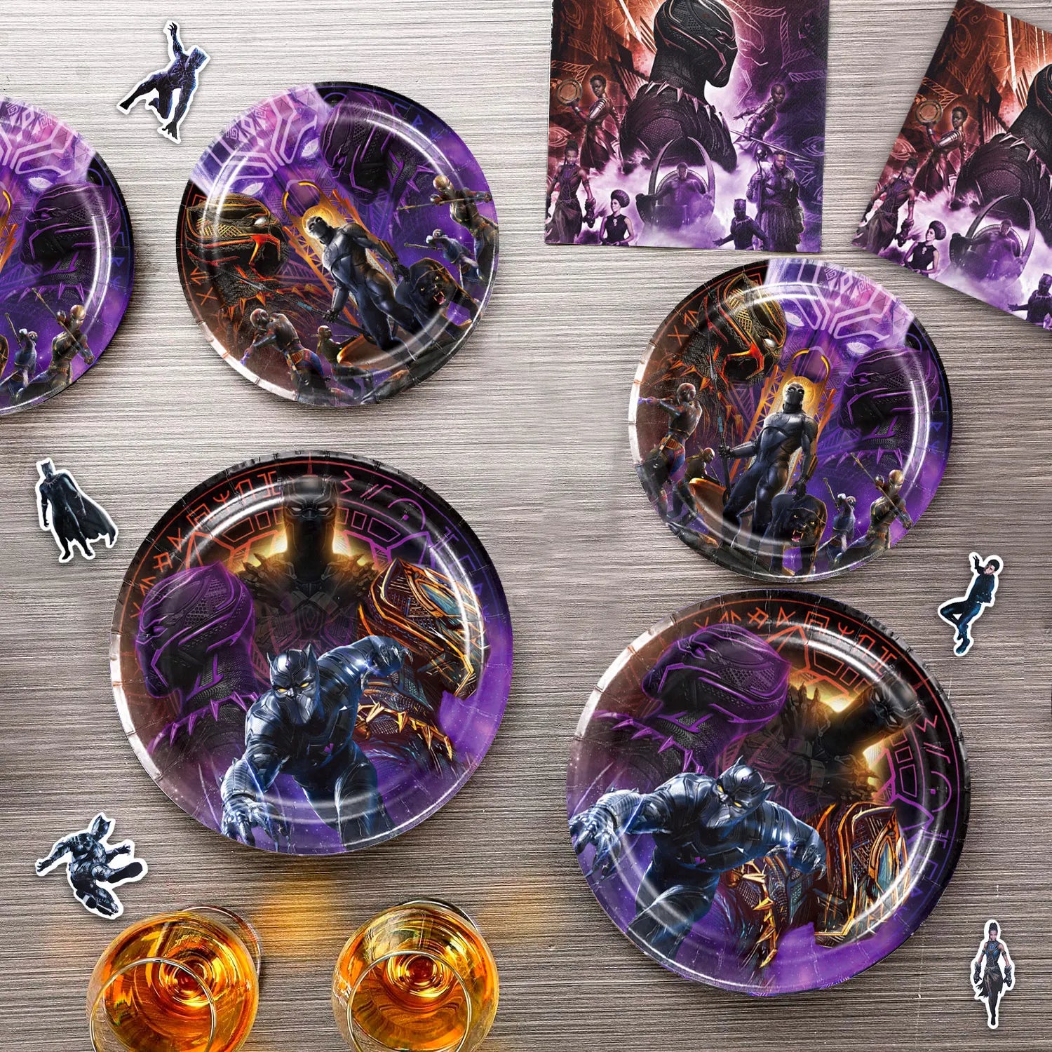 Black Panther Birthday Party Supplies, 10-Person Party Decoration Tableware Set - Black Panther Balloons Background Banner Plates and Other Black Panther Theme Party Decorations