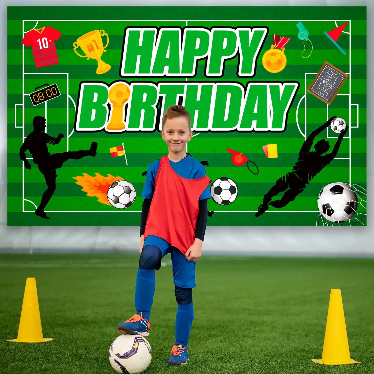 Soccer Backdrop for Birthday Party, 71x43'' Soccer Birthday Backdrop, Soccer Birthday Banner Backdrop & Soccer Party Background for Soccer Party Decorations & Soccer Birthday Decorations