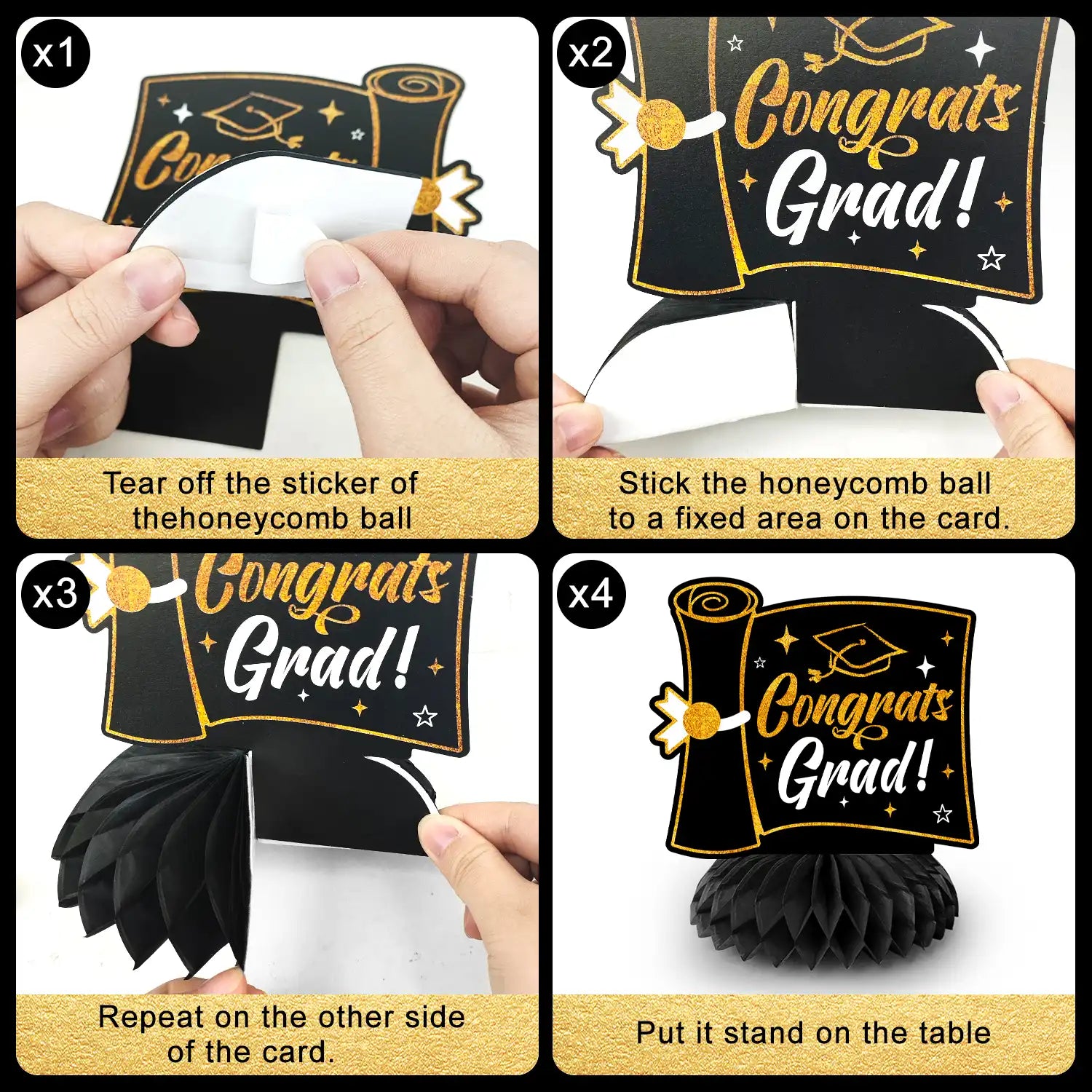 Graduation Honeycomb Decorations - 9pcs Graduation Party Honeycomb Decor/Graduation Honeycomb Centerpieces/Graduation Honeycomb Table Decor, Graduation Honeycomb Sign for Graduation Decorations 2025