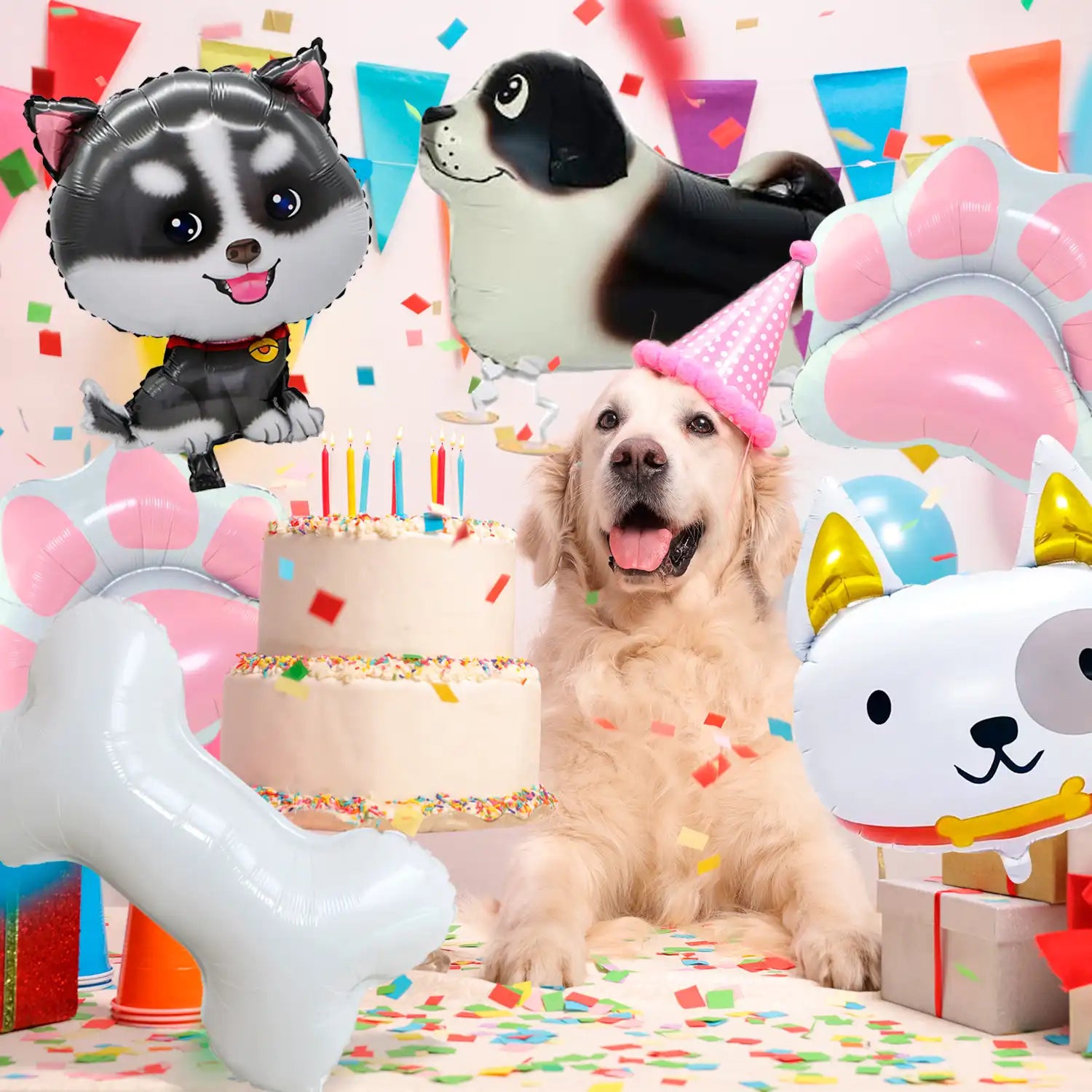 Dog Balloons, 7 Pcs Dog Birthday Balloons Decorations Set - Puppy Balloons, Paw Balloons & Dog Bone Balloon for Dog Birthday Decorations & Dog Themed Birthday Party Decorations