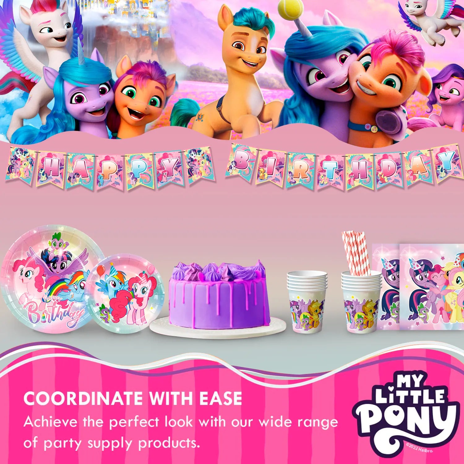My Little Pony Birthday Party Supplies, 16-Person My Little Pony Decorations & Tableware Set - My Little Pony Plates Cups Napkins & My Little Pony Birthday Party Banner etc My Little Pony Party Supplies