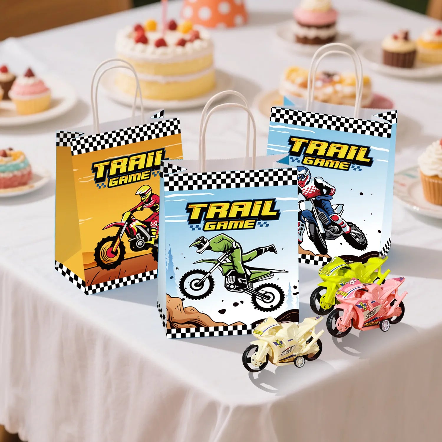 Motorcycle Party Favors, 110pcs Motocross Birthday Party Favors Set - Dirtbike Birthday Goodie Bag Slap Bracelets Stampers & Make Your Own Motorcycle Stickers etc Motocross Birthday Favors