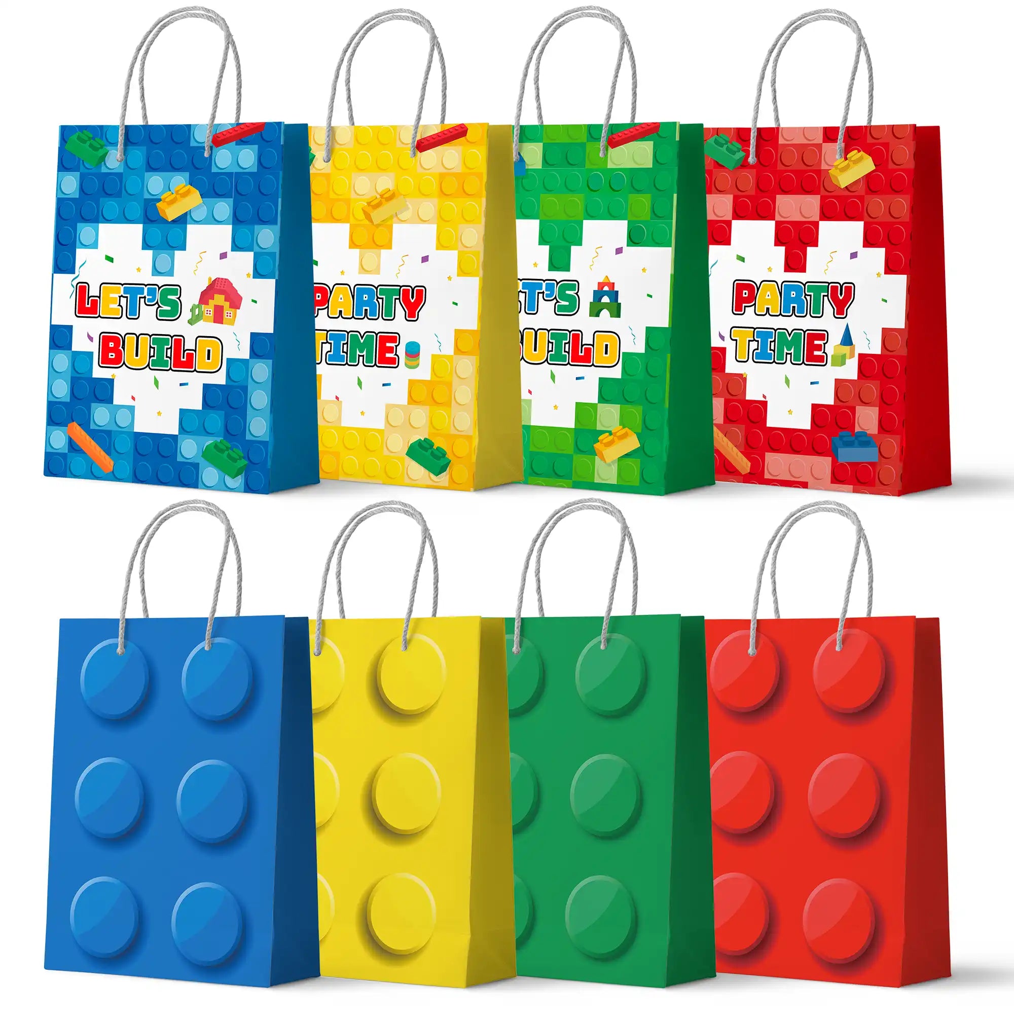 Building Block Party Favor Bags,24 Pcs Building Block Gift Bags Set - Building Block Party Bags,Building Block Party Present Bags & Bricks Theme Paper Bag for Building Block Birthday Party Decorations