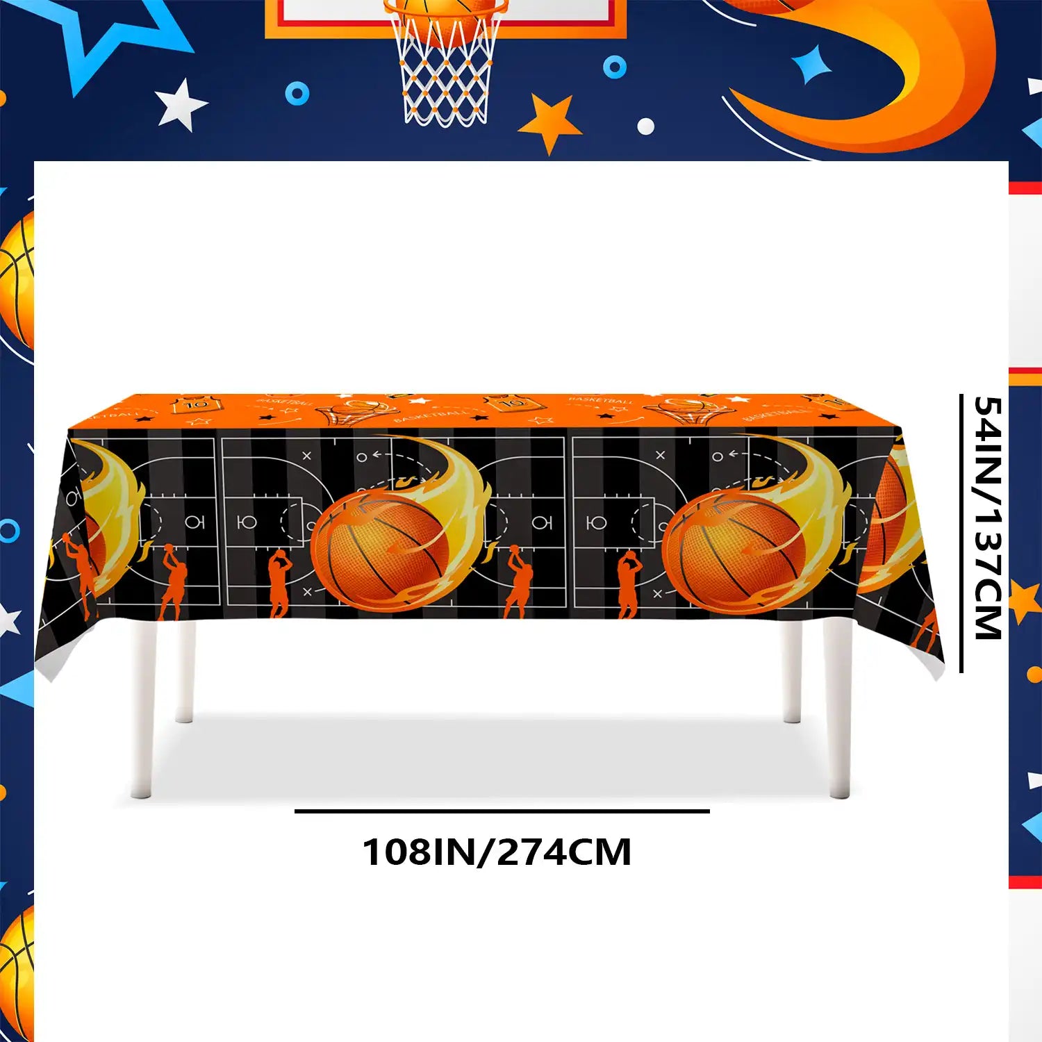 Basketball Tablecloth, 3Pcs Basketball Party Table Cover Set Basketball Table Cloths for Parties,Basketball Birthday Tablecloth & Basketball Theme Table Cover for Basketball Birthday Party Decorations