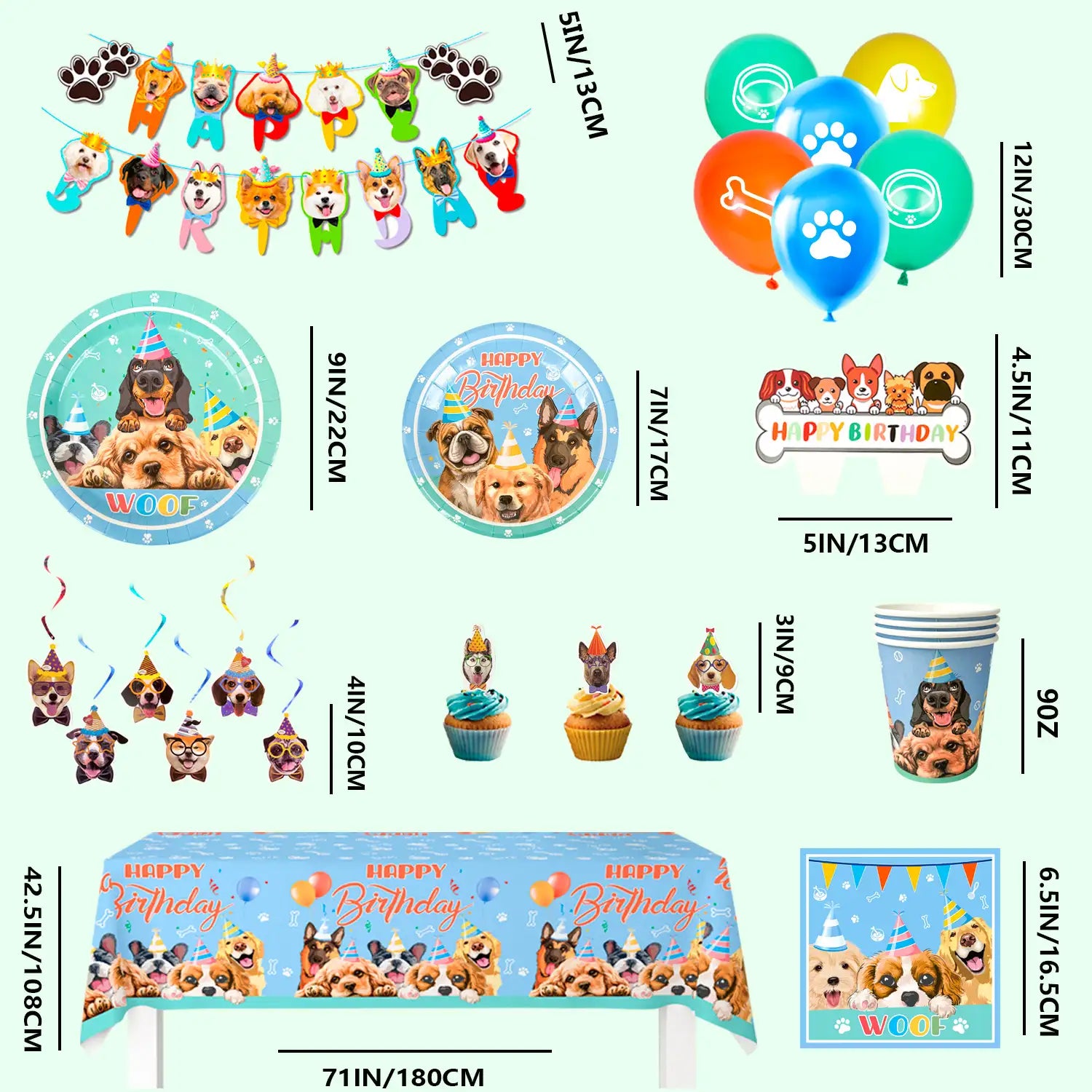Puppy Birthday Party Supplies for Kids, 16 Guests Dog Theme Birthday Party Supplies Include Dog Party Plates Cups Napkins Tablecloth  Banner Balloon Cake Topper ect Puppy Themed Party Supplies