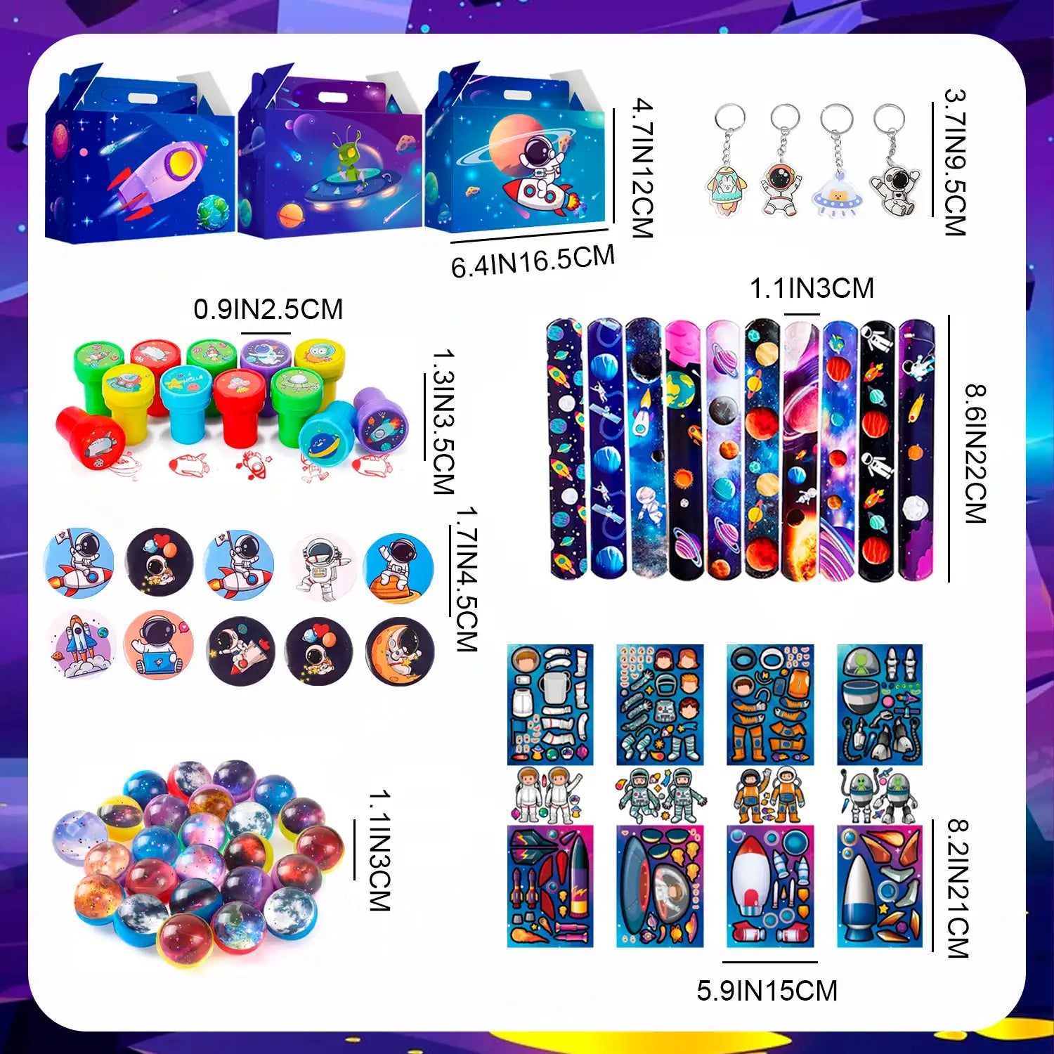Space Party Favors - 70pcs Space Themed Party Favors, Space Birthday Decorations Includ Space Goodie Bags Stamp Slap Bracelet etc Space Birthday Party Favors for Space Themed Birthday Party Supplies