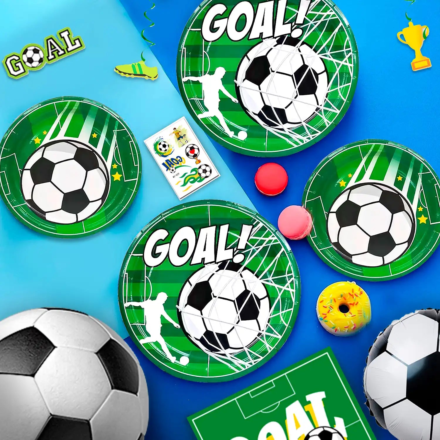Soccer Birthday Party Supplies, 16 Guests Soccer Party Decorations & Tableware Set -Soccer Birthday Banner Balloons Tablecloth Plates Cups Napkins & Whistle Keychain,Ect Boys Sports Theme Birthday Decor