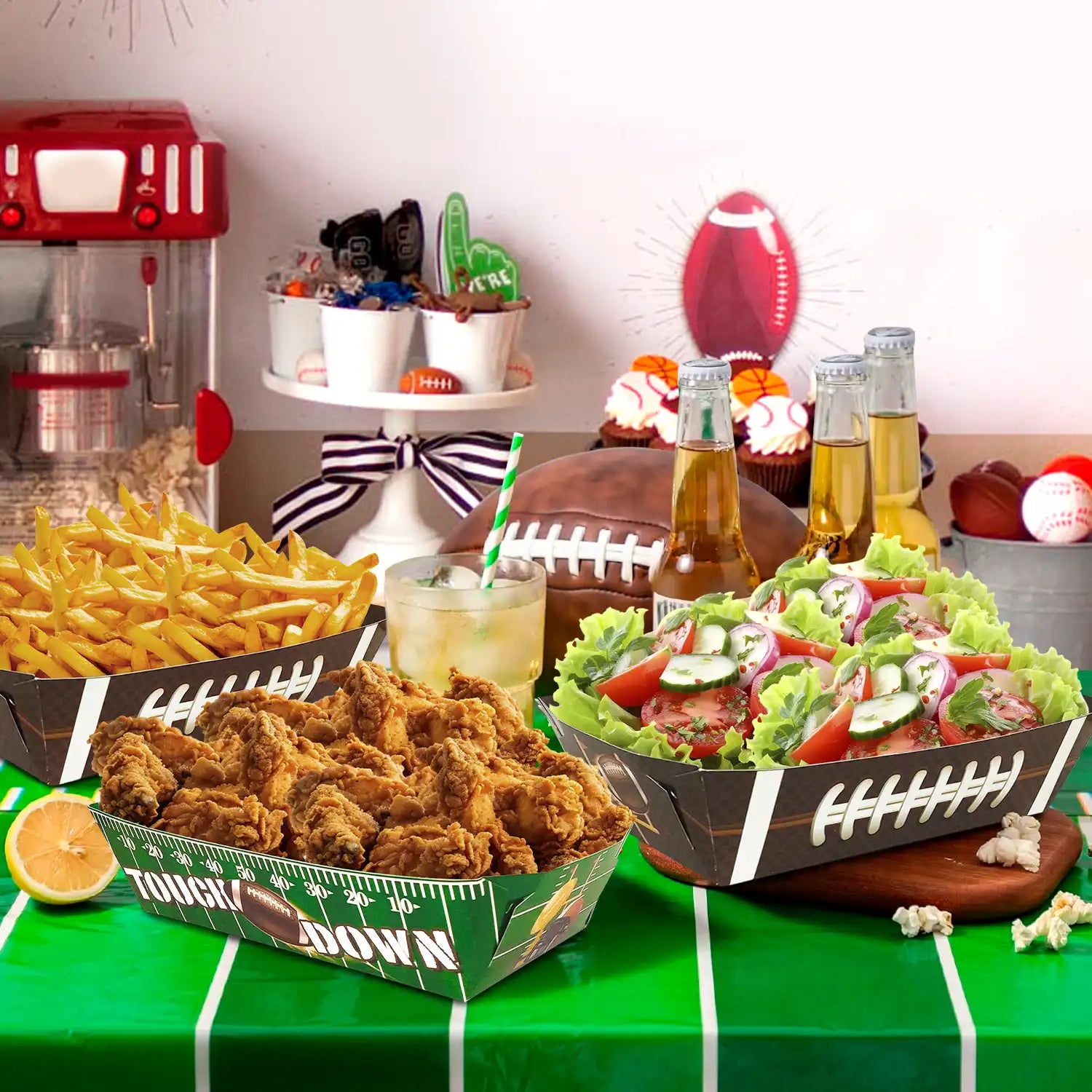 Football Party Paper Tray,36 Pcs Football Food Trays Set-Football Party Paper Food Trays,Football Paper Snack Tray&Football Trays for Food,for Football Party Decorations&Football Birthday Decorations