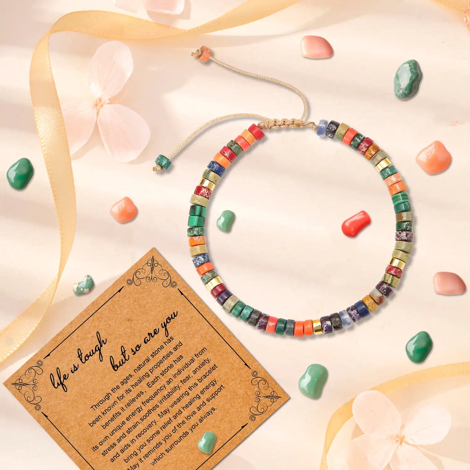 Adjustable Bracelet for Women, 3-6'' Natural Stone Bracelets Semi-Precious Gemstone Beaded Bracelets Healing Crystal Bracelet, Spiritual Bracelet Gift