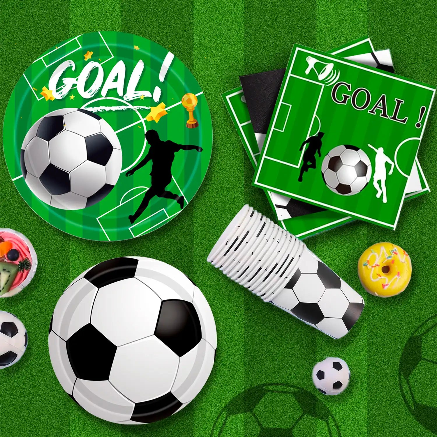Soccer Party Tableware, Soccer Birthday Tableware Set - Coccer Plates and Napkins Table Cloth & Soccer Decoration Banner etc Soccer Theme Party Tableware for Soccer Birthday Party Decorations Supplies