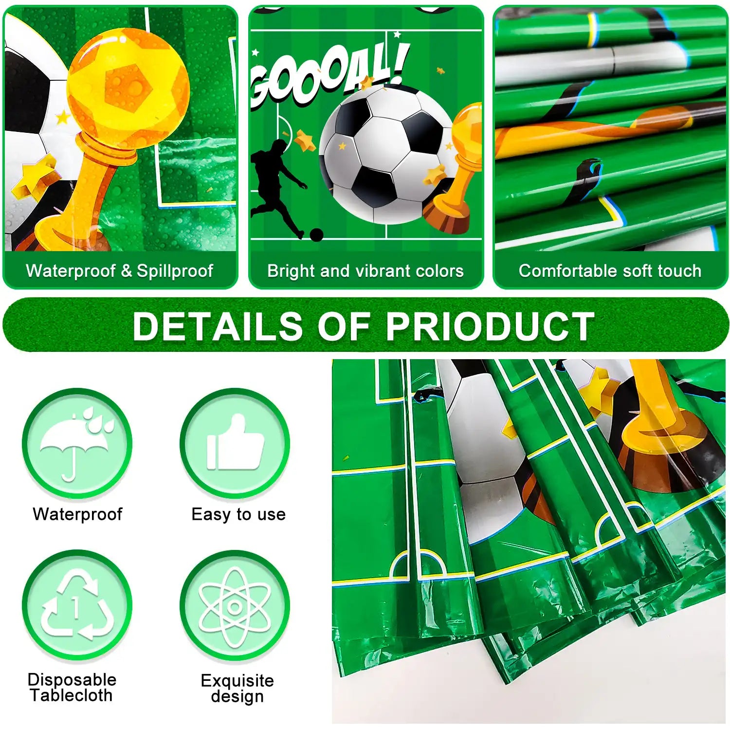 Soccer Tablecloth, 3 Pcs Soccer Party Tablecloth Set - Soccerball Party Tablecloth, Soccer Table Covers & Soccer Theme Table Cloth, for Soccer Party Decorations & Soccer Birthday Decorations