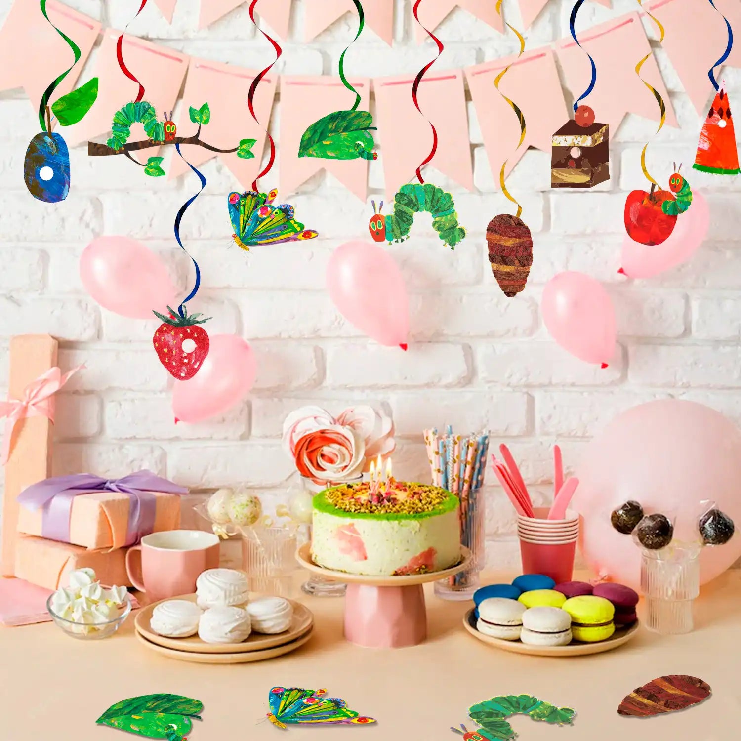 The Very Hungry Caterpillar Hanging Swirl, 20 Guests Hungry Caterpillar Birthday Hanging Swirl, Caterpillar Butterfly Theme Hanging Swirl for Hungry Caterpillar Birthday Decorations Supplies