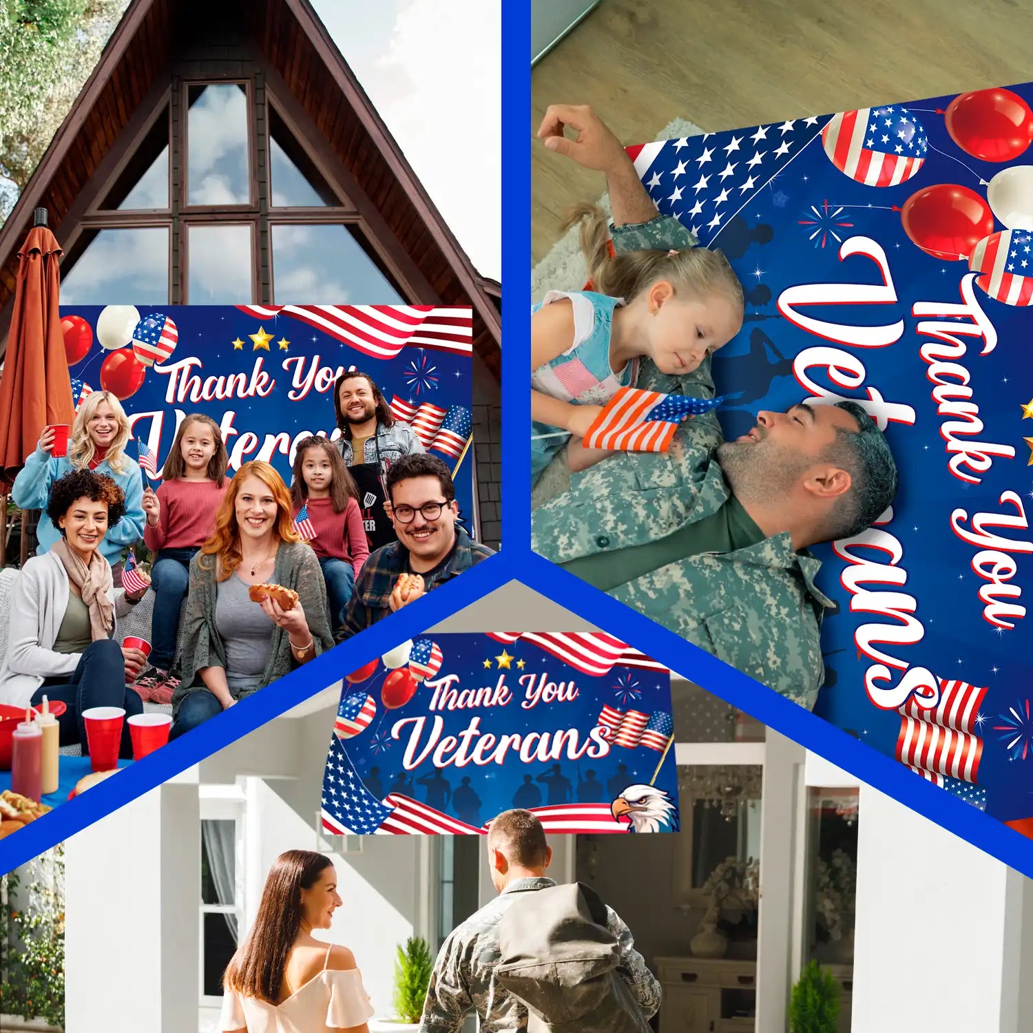 Thank You Veterans Backdrop, 70.8x43.3 Inch Veterans Background Cloth, Happy Veterans Day Backdrop Banner or Veterans Day Party Backdrop, for Veterans Day Decorations & Veterans Photo Booth Props