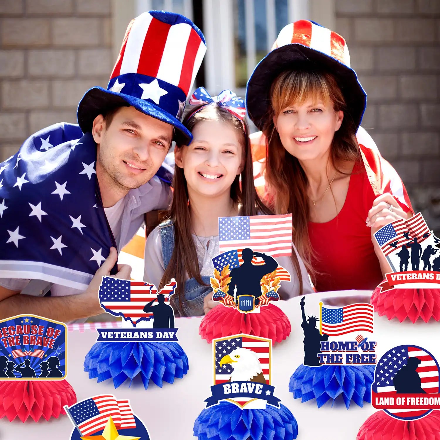 Veterans Day Decorations Honeycomb Centerpieces,9 Pcs Happy Veterans Day Honeycomb Centerpieces/Thank You Veterans Honeycomb Centerpieces/Veterans Day Party Honeycomb,for Happy Veterans Party Supplies
