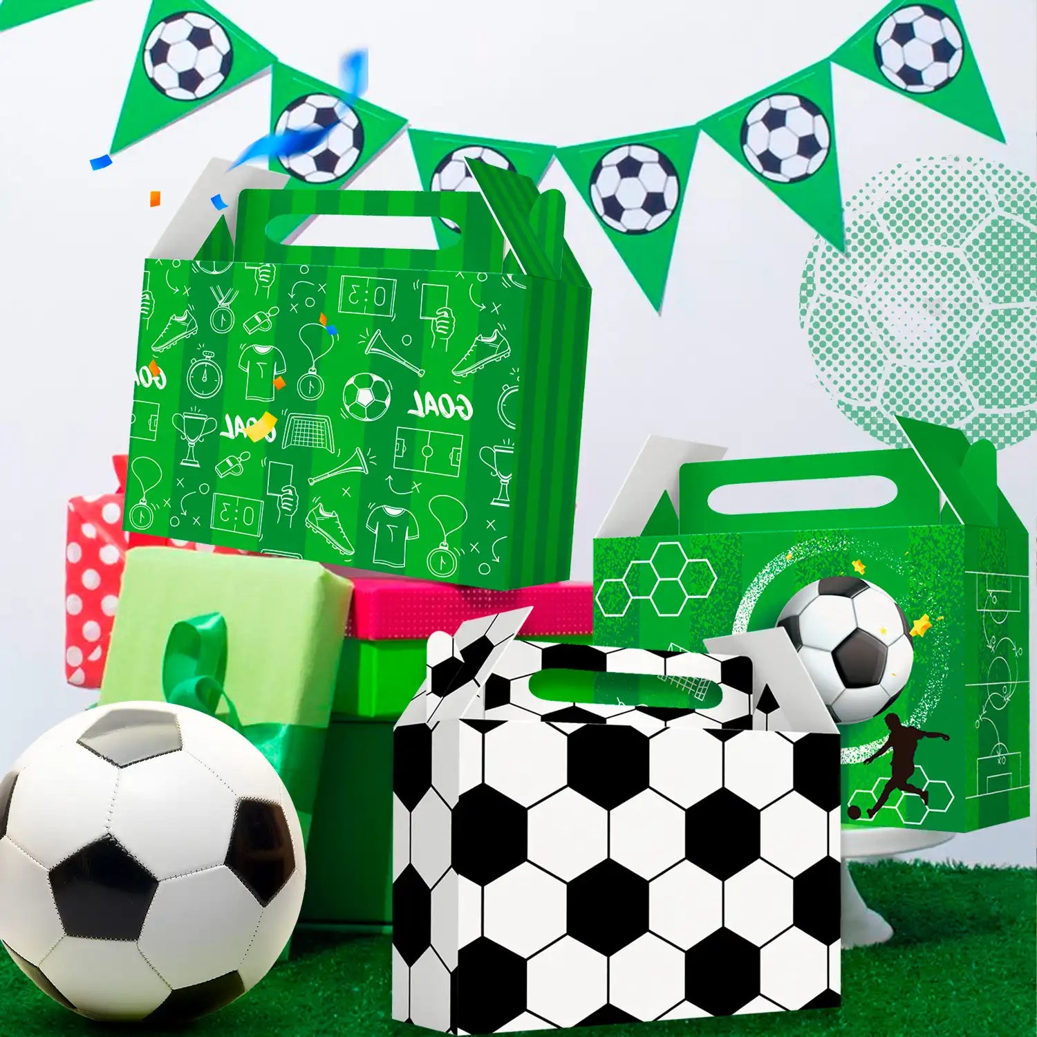 Soccer Party Treat Boxes, 24 Pcs Soccer Goody Boxes Set - Soccer Theme Party Favor Boxes, Soccer Party Candy Boxes & Soccer Gift Box for Soccer Birthday Party Decorations
