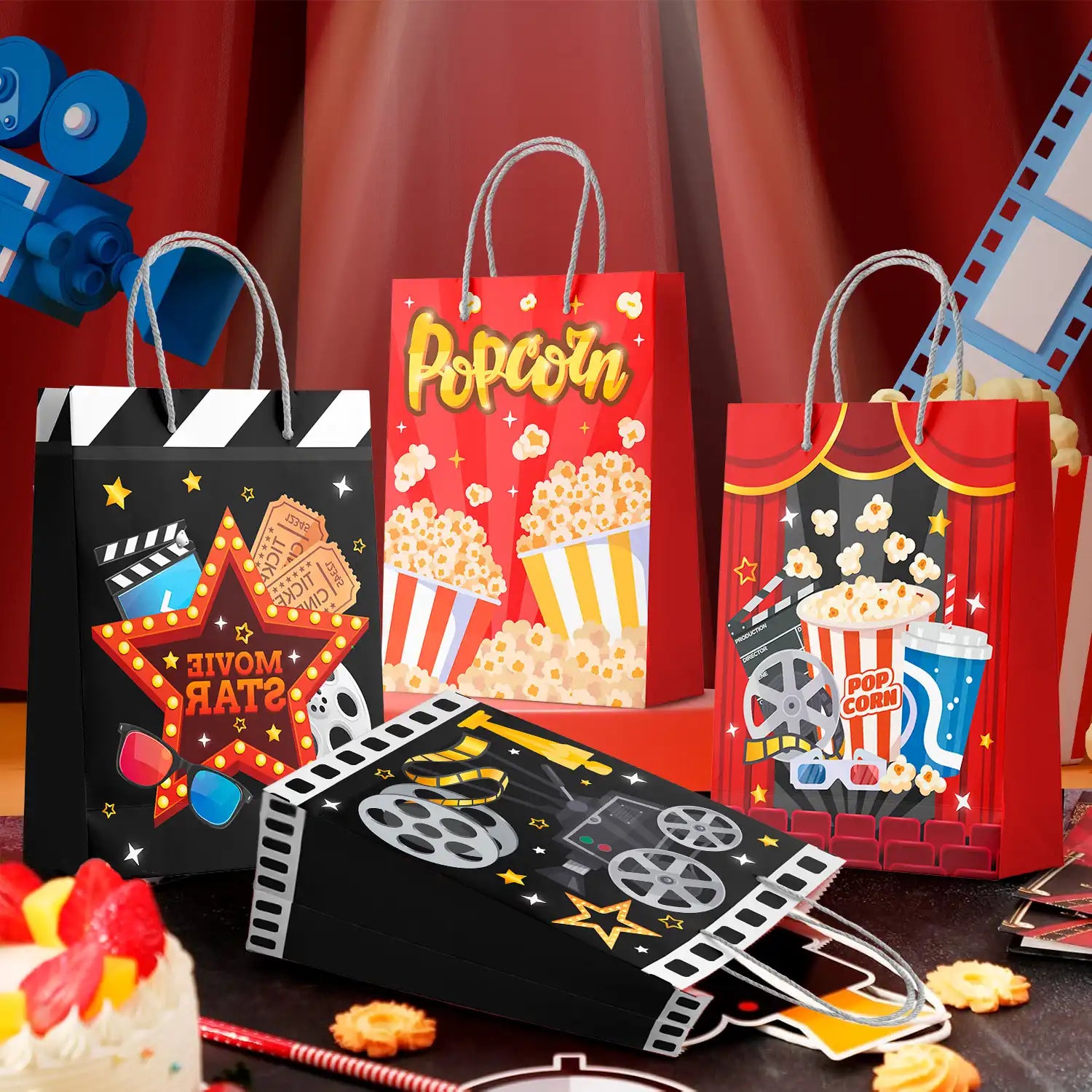 Movie Night Gift Bags, 24 Pcs Movie Night Treat Bags Set - Movie Night  Party Gift Bags, Movie Night Themed Goodie Bag & Movie Night Birthday Gift Bag for Movie Night Birthday Party Decorations