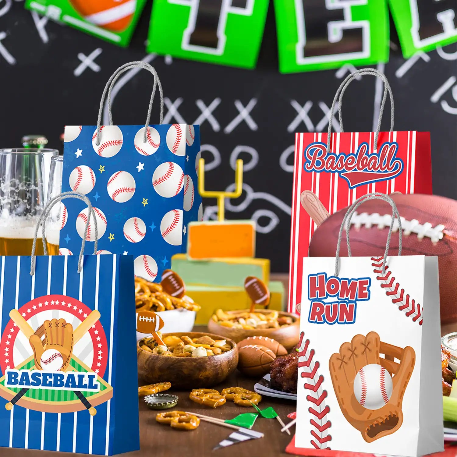 Baseball Gift Bags, 24pcs Baseball Party Favor Bags Baseball Goodie Bags Baseball Treat Bags Baseball Candy Bags, Baseball Party Candy Bags for Kids Baseball Birthday Decorations Supplies