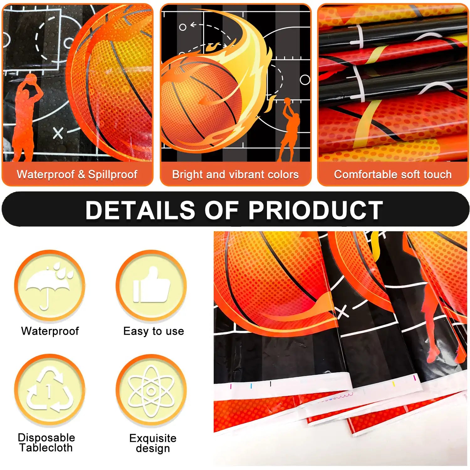 Basketball Tablecloth, 3Pcs Basketball Party Table Cover Set Basketball Table Cloths for Parties,Basketball Birthday Tablecloth & Basketball Theme Table Cover for Basketball Birthday Party Decorations