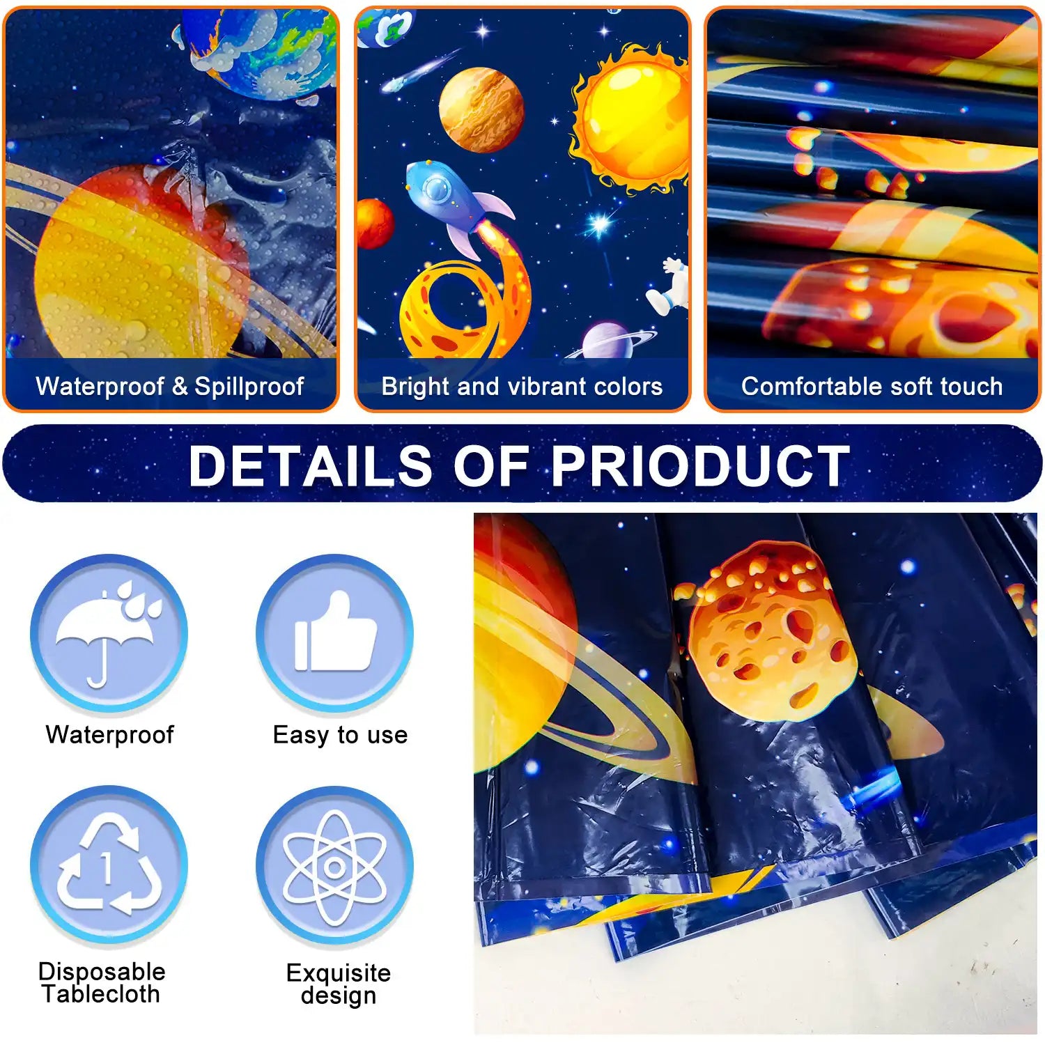 Space Tablecloth, 3 Pcs Outer Space Party Table Cloth Set - Astronaut Table Covers, Space Birthday Party Tablecloth & Space Themed Table Covers for Space Birthday Decorations & Space Party Decorations